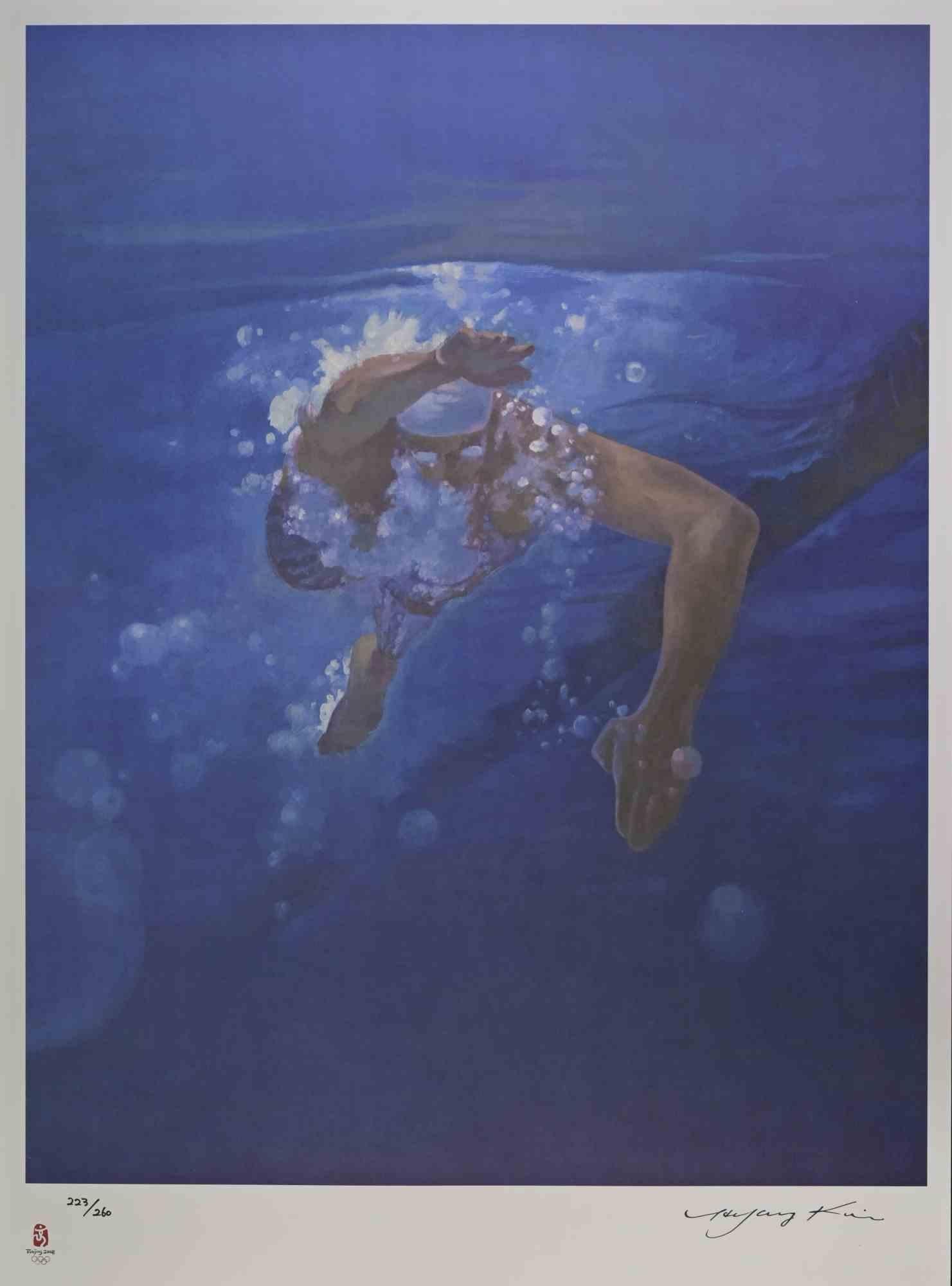 Nadador es una obra de arte contemporáneo realizada por Kim Hyang en 2008.

Litografía mixta en color.

Firmado a mano y numerado en el margen inferior.

Realizado con motivo de los Juegos Olímpicos de Pekín, China, en 2008.

Edición de 223/260

La