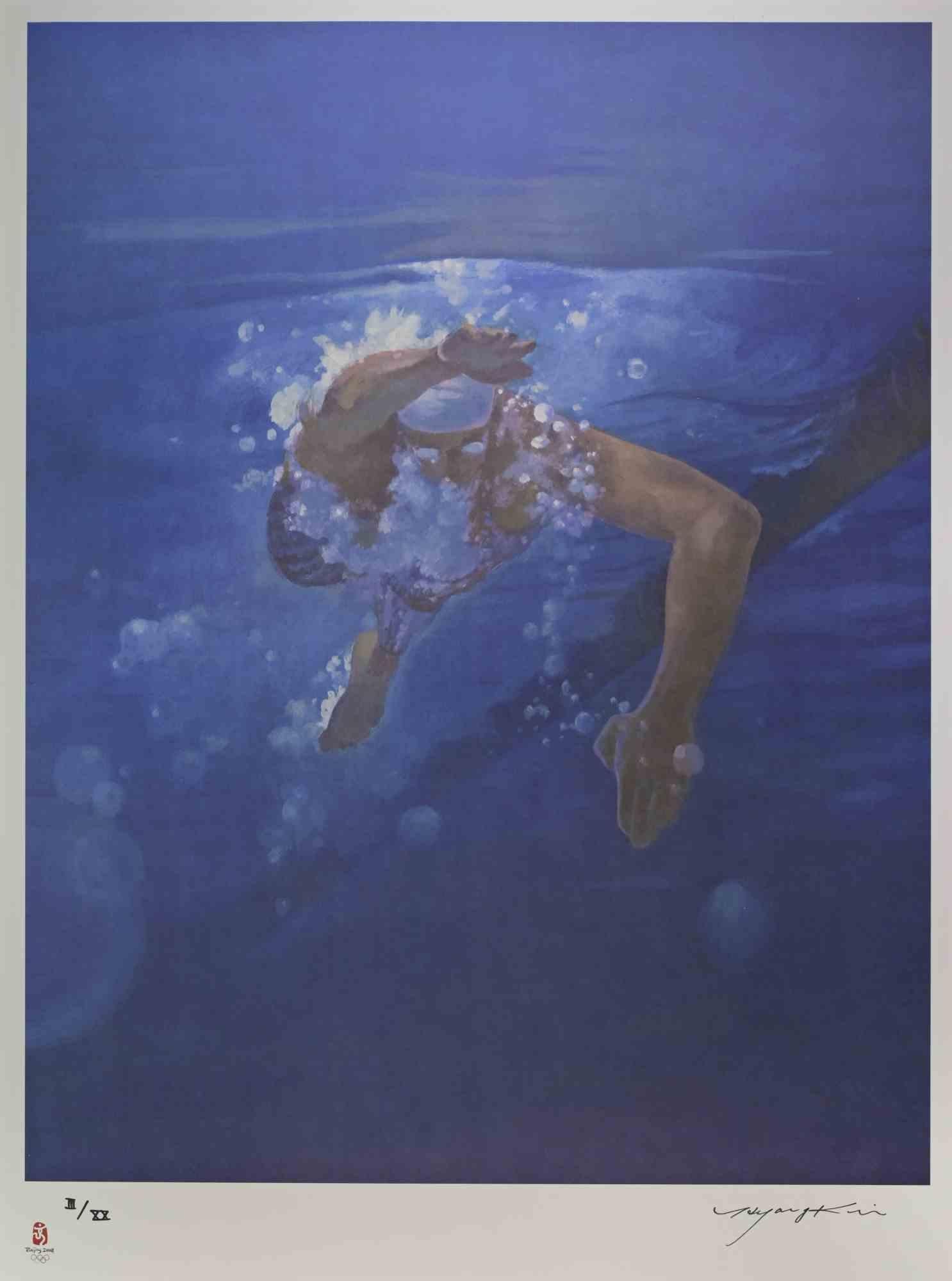 Swimmer è un'opera d'arte contemporanea realizzata da Kim Hyang nel 2008.

Litografia mista a colori.

Firmato a mano e numerato sul margine inferiore

Realizzato in occasione dei Giochi Olimpici di Pechino, in Cina, nel 2008.

Edizione di