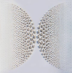 Textured sculptural abstract white painting
