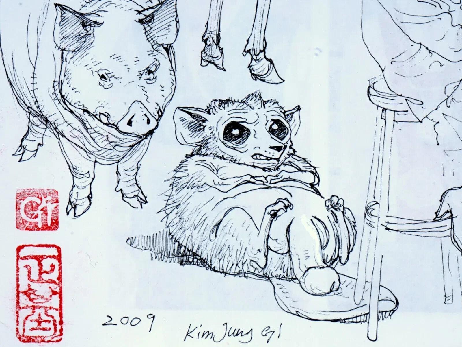 Kim Jung Gi Contemporary South Korean Ink Drawing In Good Condition For Sale In New York, NY