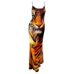 Vintage Kim Kardashian’s Roberto Cavalli Fall 2000 Tiger Print Silk Gown