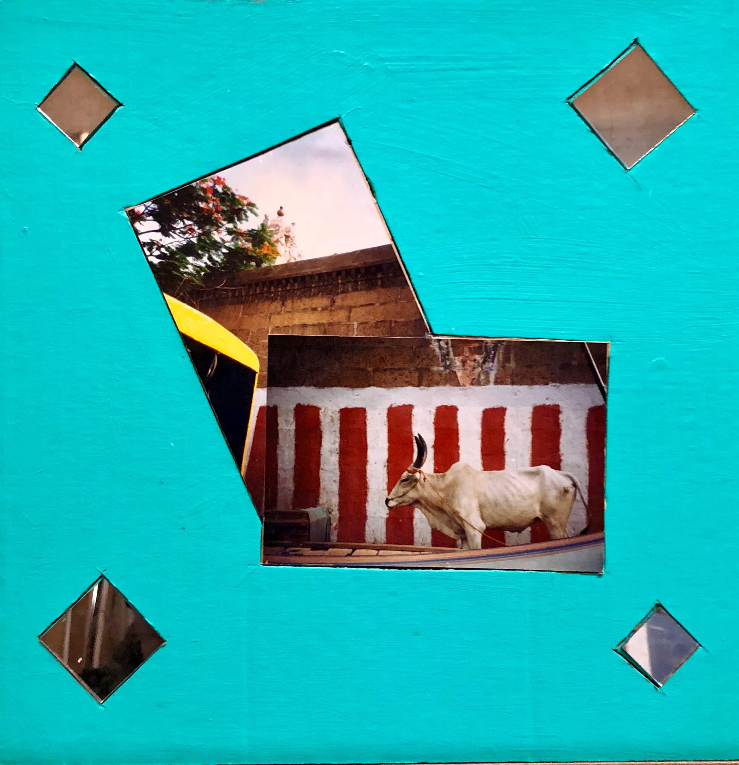 Tempio di Chindambaram, collage fotografico a tecnica mista su cartone in vendita 1