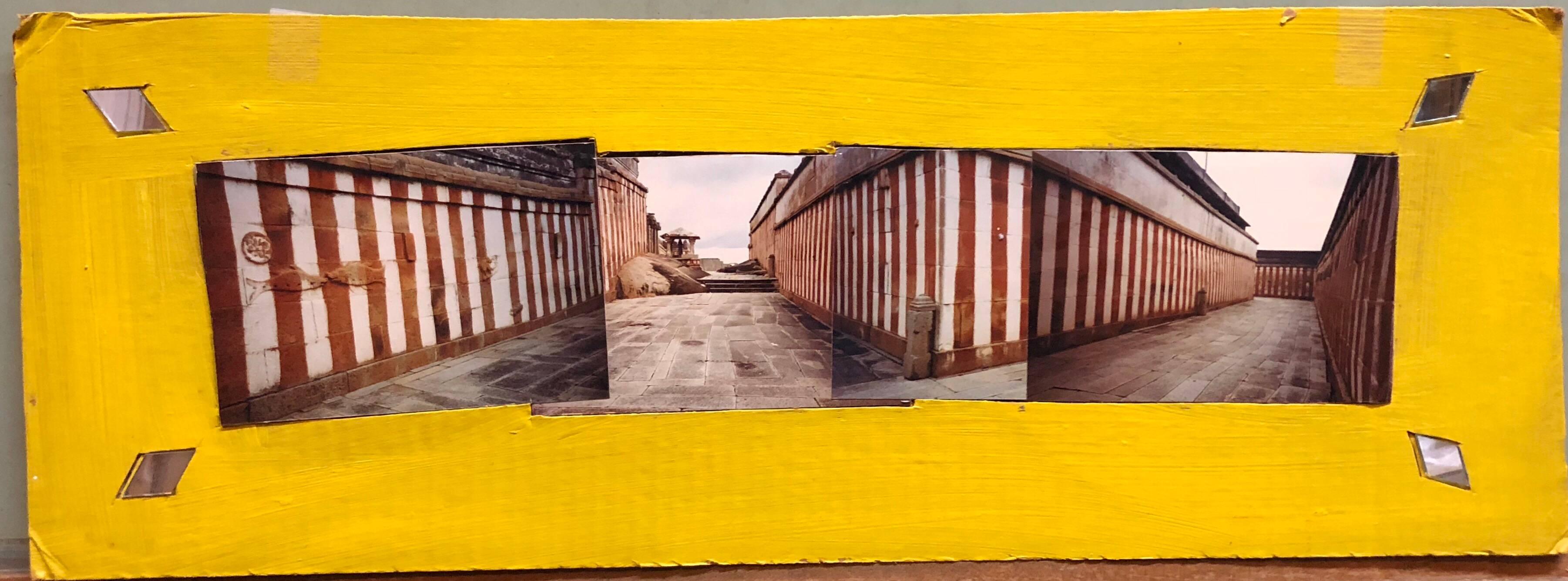 Shravan Belagola, India, 1992, Photo Prints on Cardboard, Collage, Mirror Insets - Photograph by Kim MacConnel