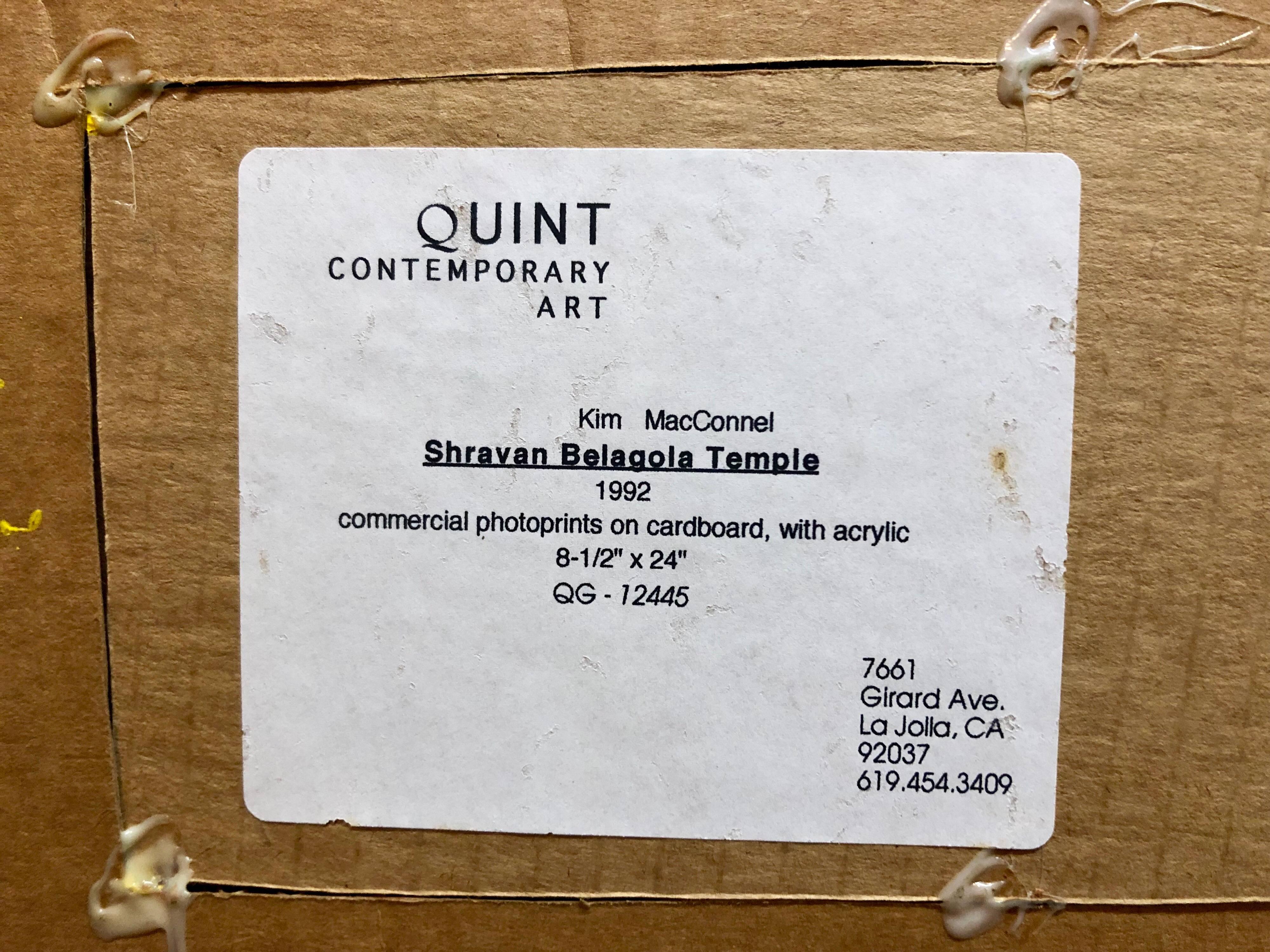 Shravan Belagola, India, 1992, Photo Prints on Cardboard, Collage, Mirror Insets - Orange Figurative Photograph by Kim MacConnel