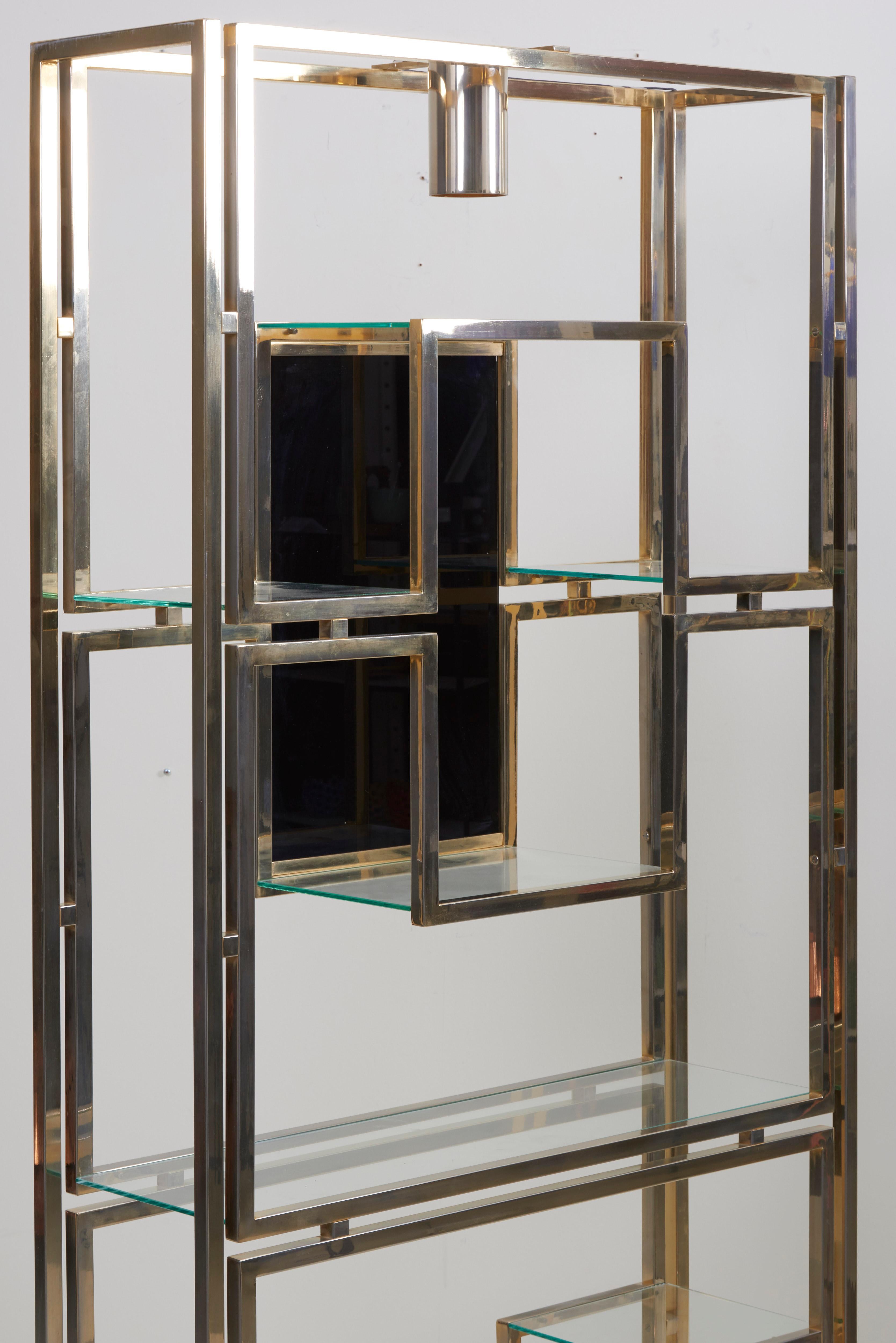 Kim Moltzer Brass, Silvered Metal and Glass Illuminated Open Display Case 7