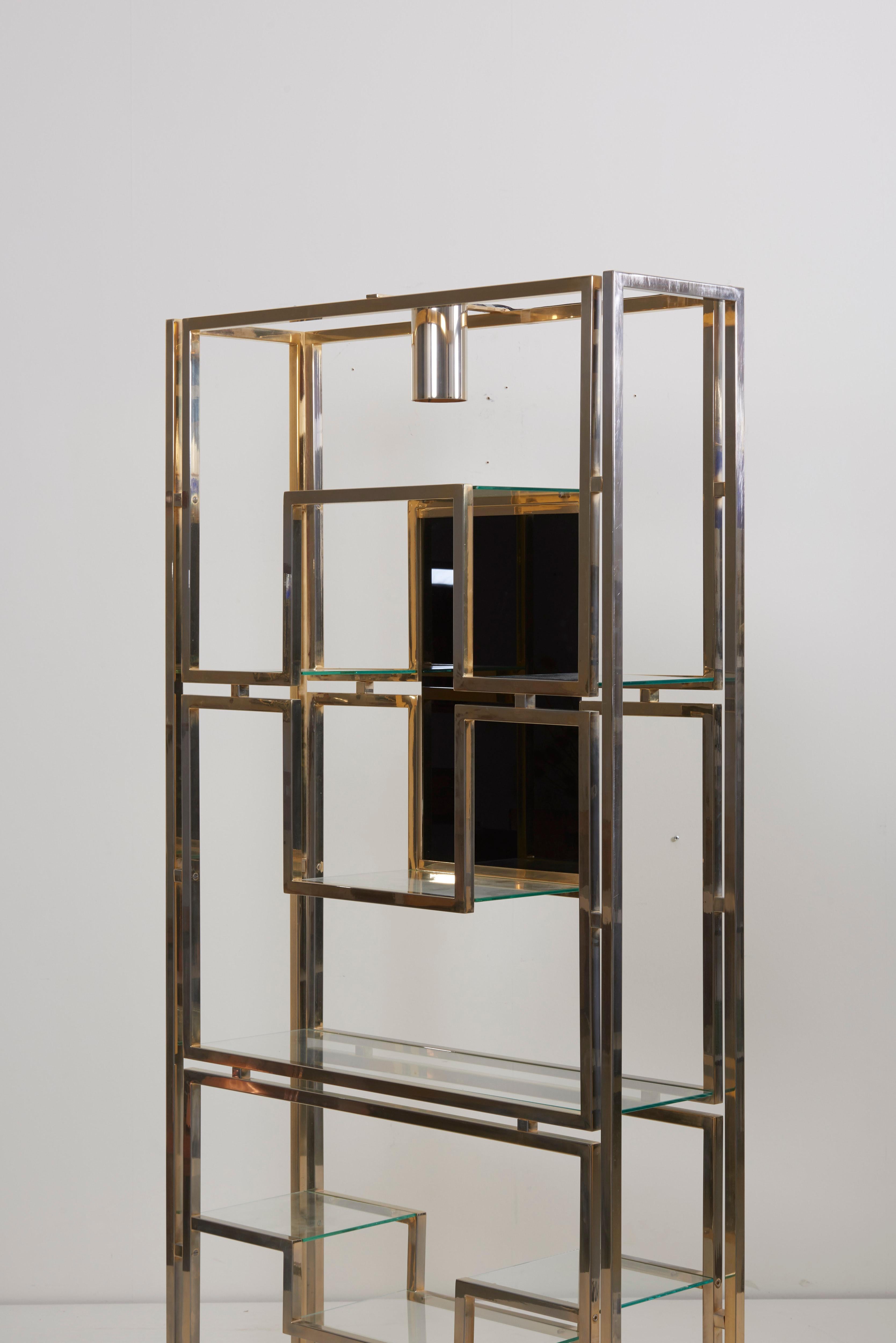 Kim Moltzer Brass, Silvered Metal and Glass Illuminated Open Display Case 8