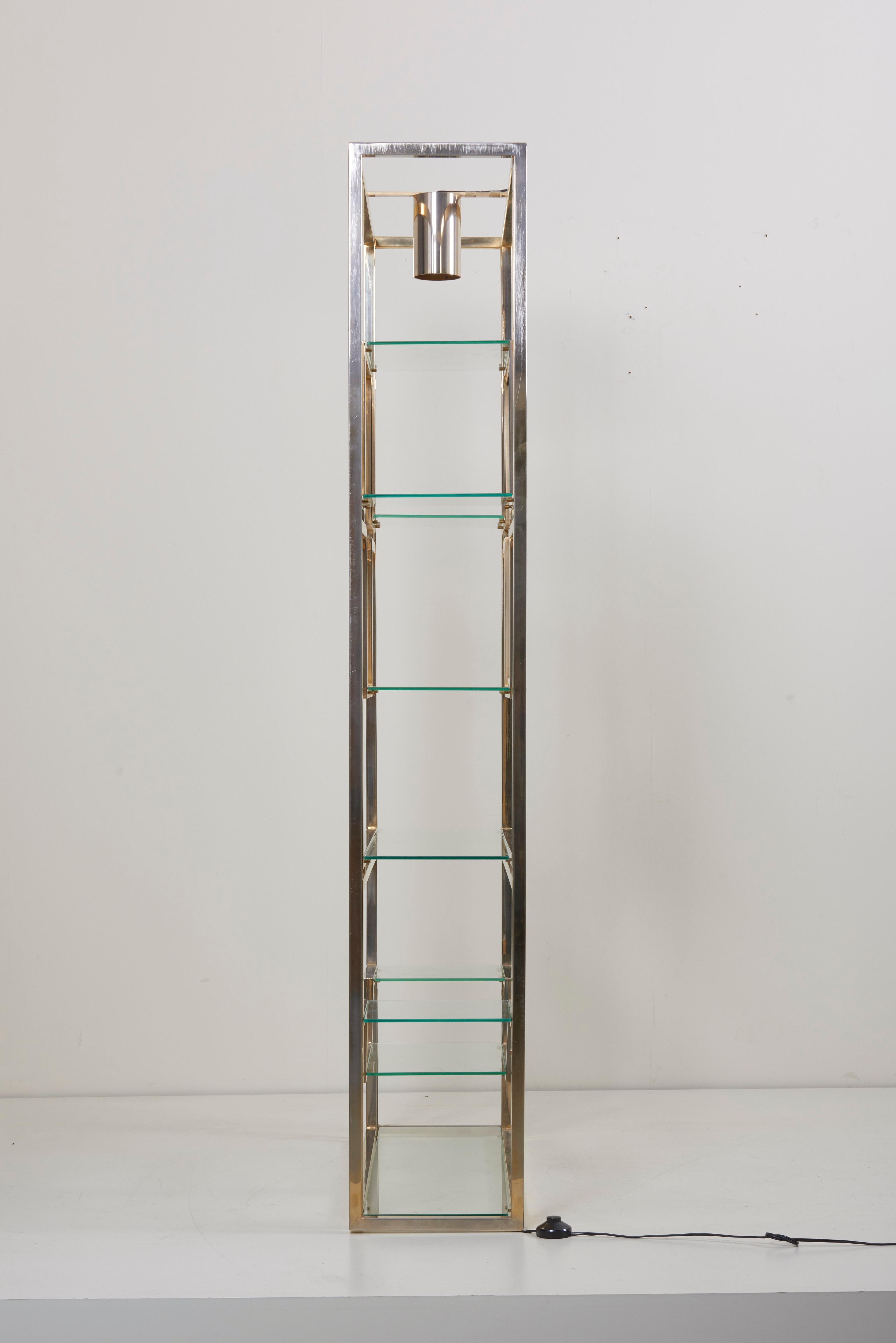 Kim Moltzer Brass, Silvered Metal and Glass Illuminated Open Display Case 9