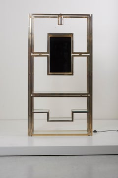 Kim Moltzer Brass, Silvered Metal and Glass Illuminated Open Display Case