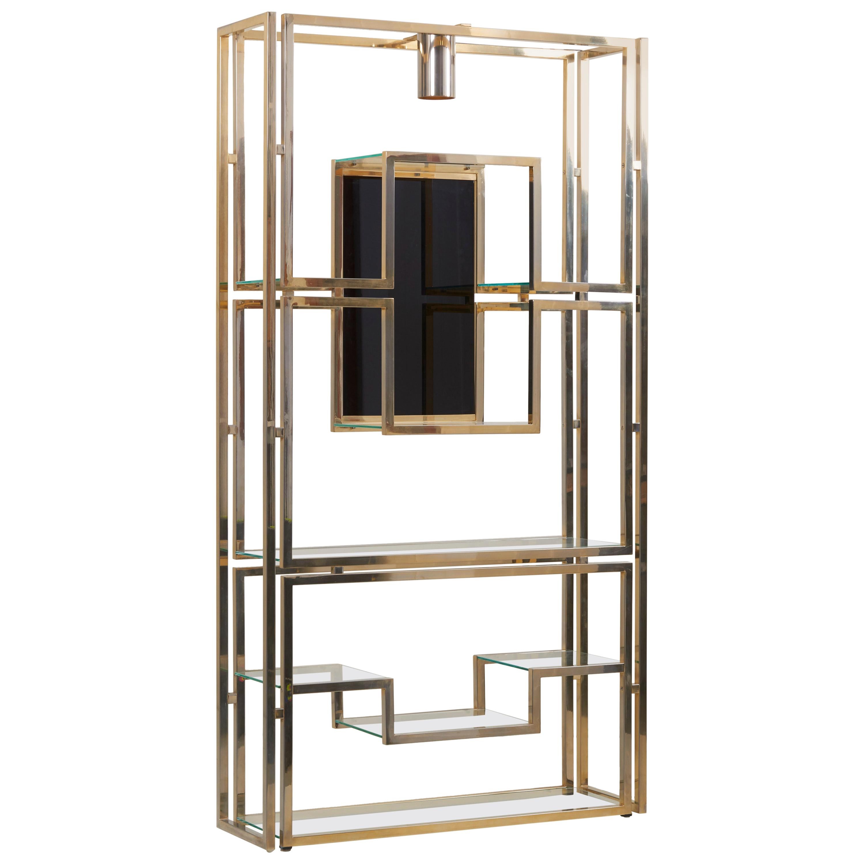 Kim Moltzer Brass, Silvered Metal and Glass Illuminated Open Display Case