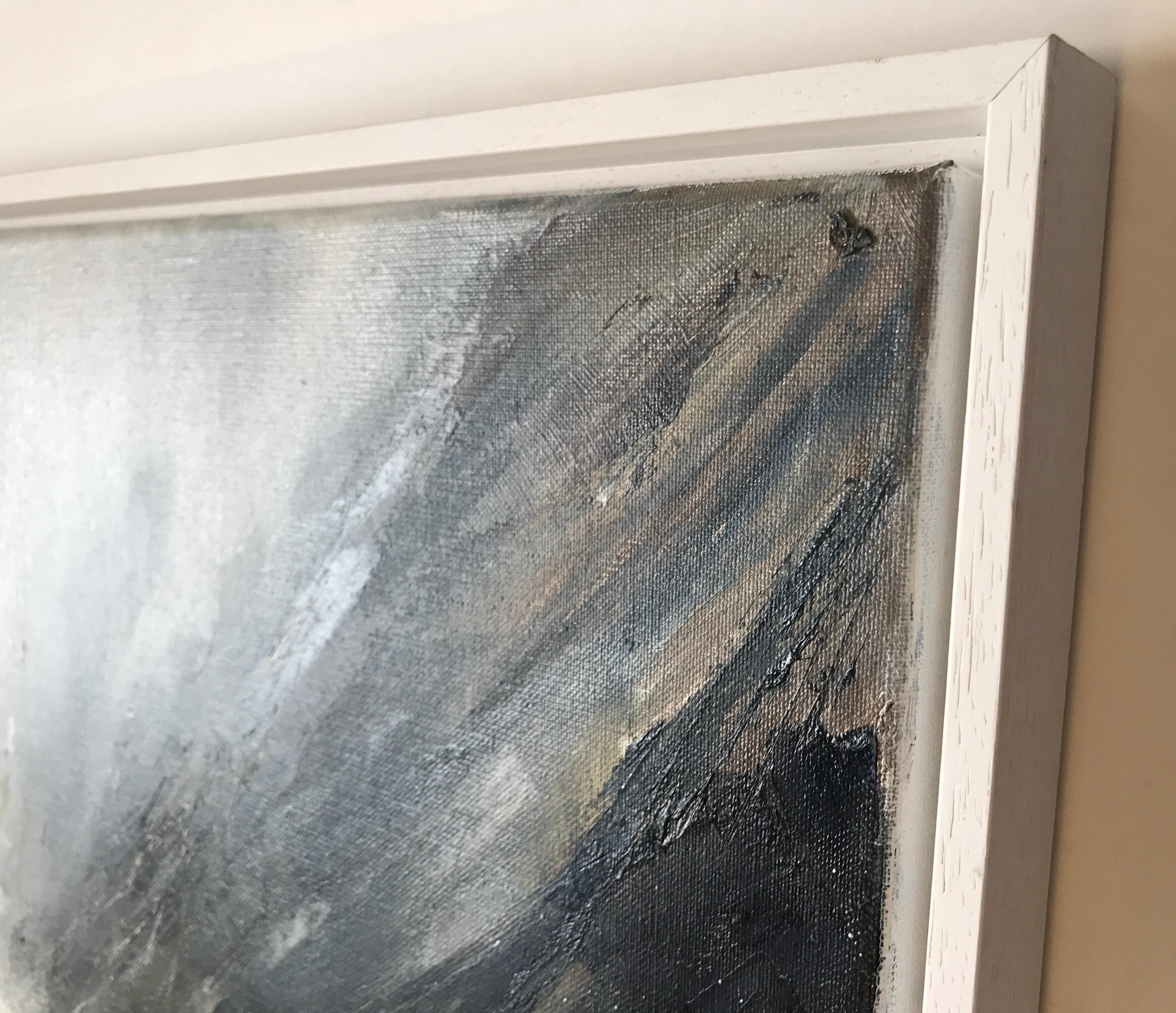 Lo que hay bajo la sal es ficción, Pintura original, Paisaje marino, Mar tormentoso en venta 8