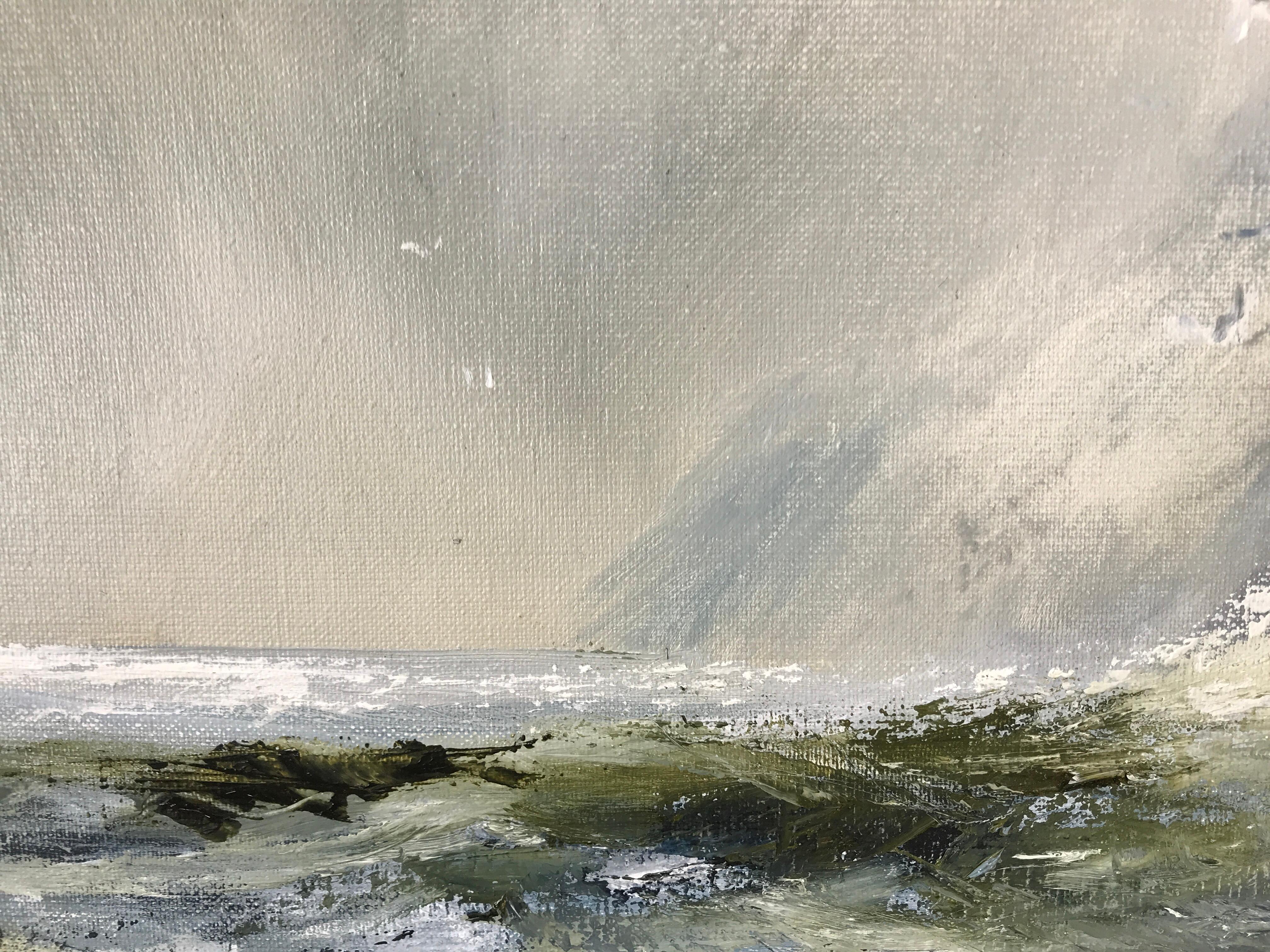 Lo que hay bajo la sal es ficción, Pintura original, Paisaje marino, Mar tormentoso en venta 2