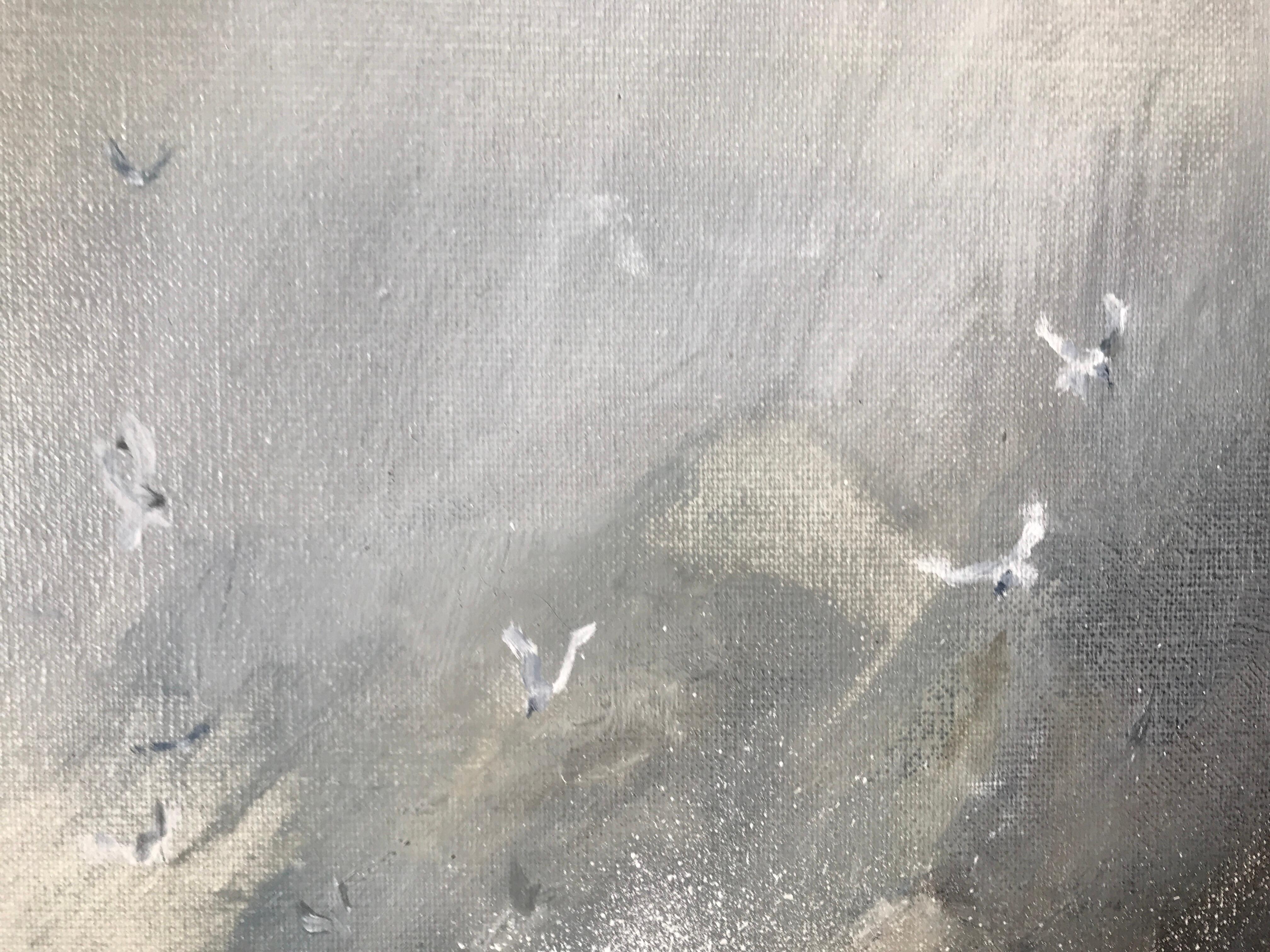Lo que hay bajo la sal es ficción, Pintura original, Paisaje marino, Mar tormentoso en venta 3
