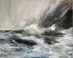 What Lies Beneath the Salt is Fiction, Original painting, Seascape, Stormy Sea