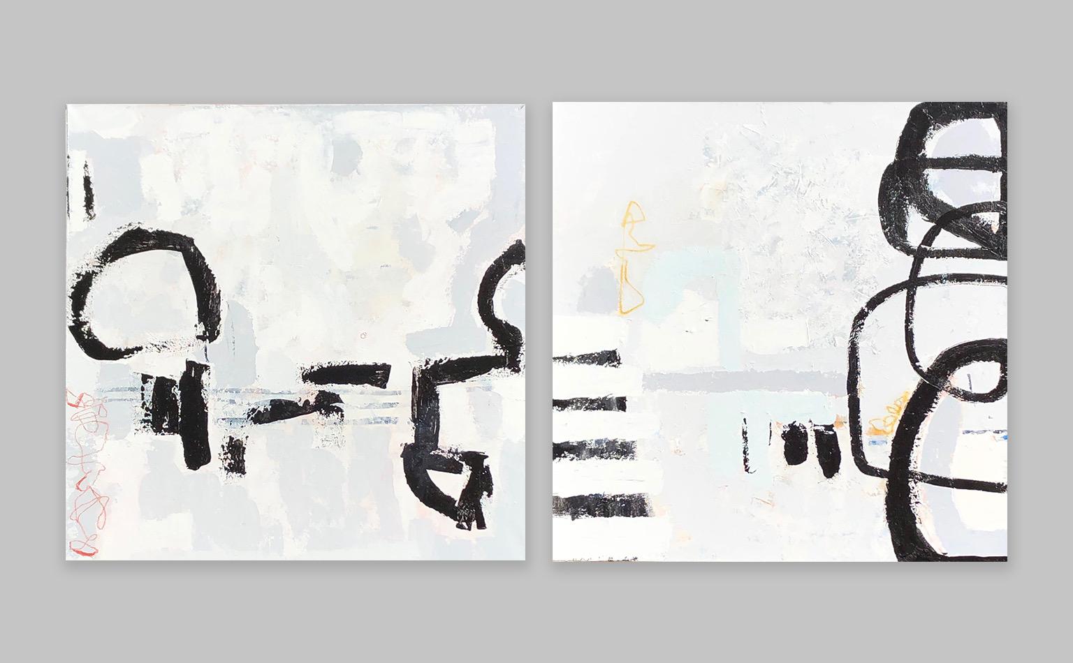 Kim Romero Abstract Painting - Detour + Joyride Diptych, 2020, Acrylic on Canvas, Signed 