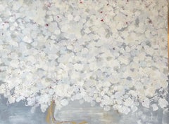 Diaphanous Hydrangea, peinture florale abstraite, acrylique sur toile, signée