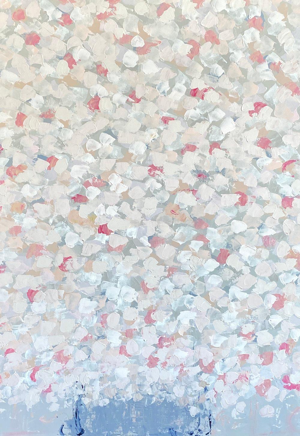 Kim Romero Abstract Painting - Flower Patterns Pink, Abstract Floral Painting, Acrylic on Canvas, Signed
