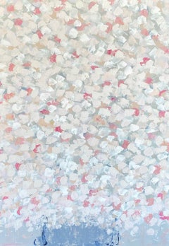 Patterns floraux abstraits roses, peinture acrylique sur toile, signée