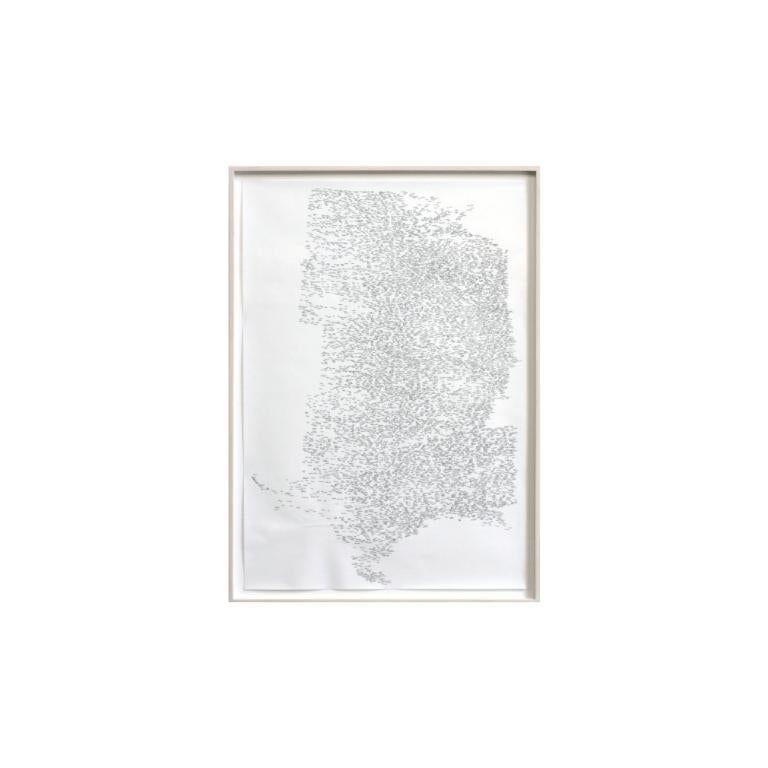 Medio Oeste, tinta sobre papel impreso, 2014 - Mixed Media Art de Kim Rugg