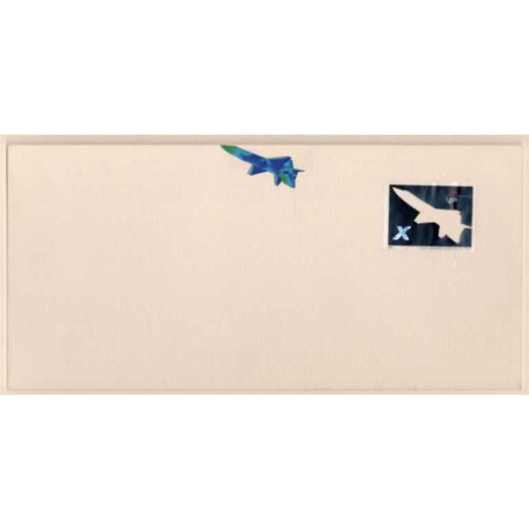 Take Off, Reconfigured Postage Stamp and Envelope, 2007 - Mixed Media Art by Kim Rugg