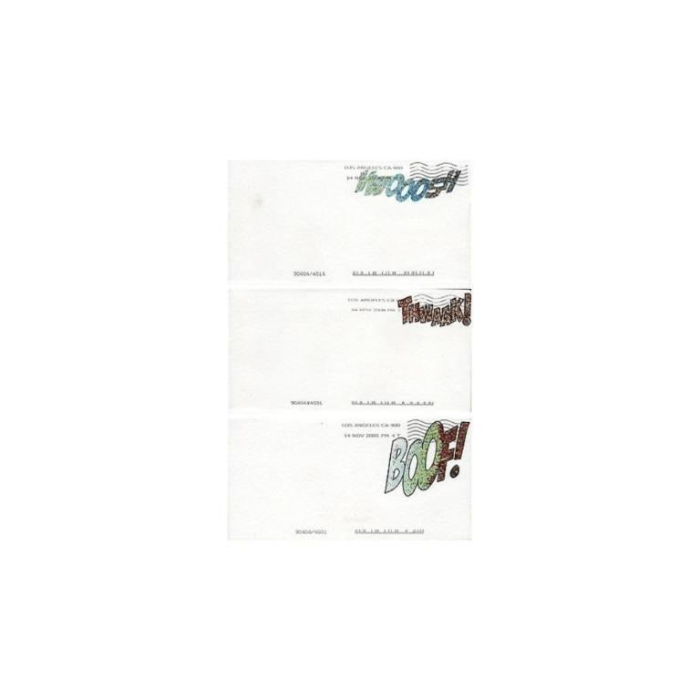 Wwoosh, Thwaak, Boof, Reconfigured Postage Stamp and Envelope, 2009 - Mixed Media Art by Kim Rugg