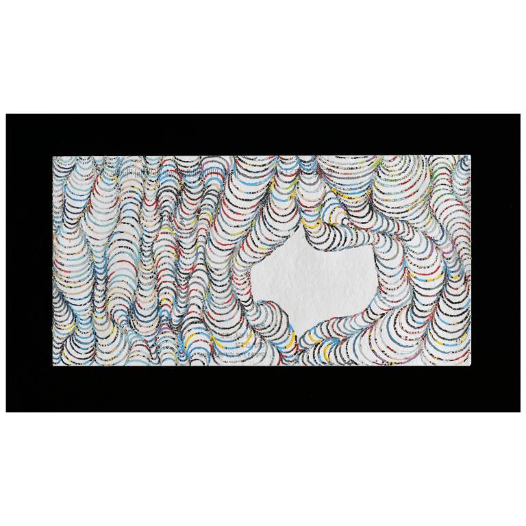 Kim Rugg Abstract Painting - Doodle Worm, Stamps on Envelope, 2007
