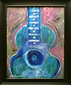 "Blues Guitar" acrylic on canvas 35x29 framed
