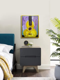 Guitar in Yellow acrylic on canvas by Guitar legend Kim Simmonds of Savoy Brown