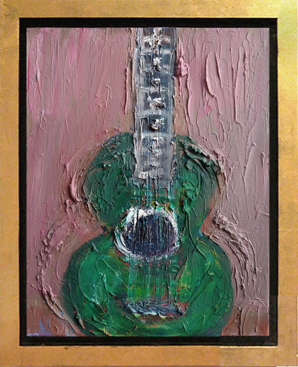Guitare verte fortement texturée 10x8
