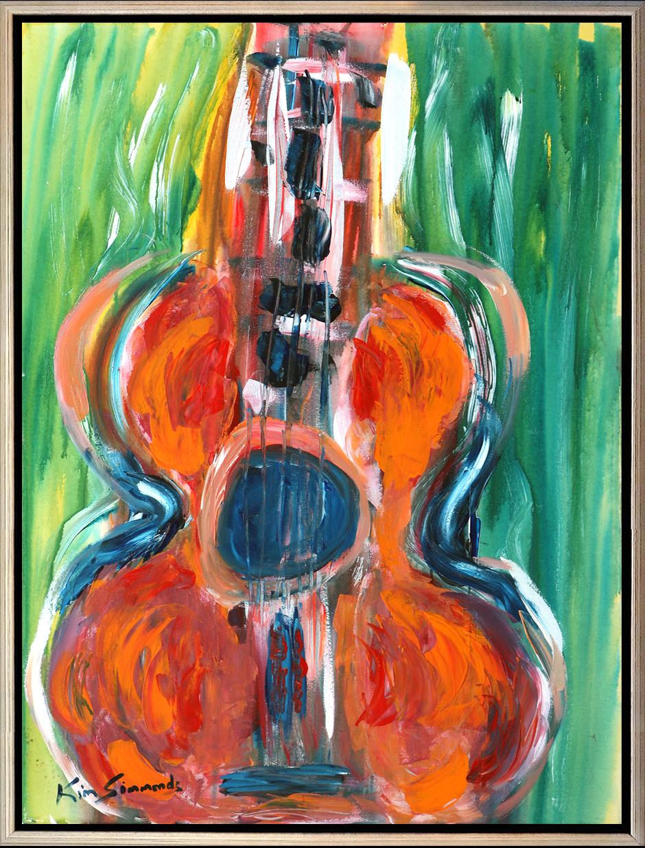 « Melody in G » Kim Simmonds of Savoy Brown large  acrylique sur toile 42x32" 