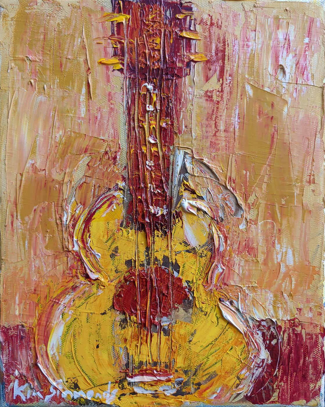 Chitarra gialla firmata 10x8
