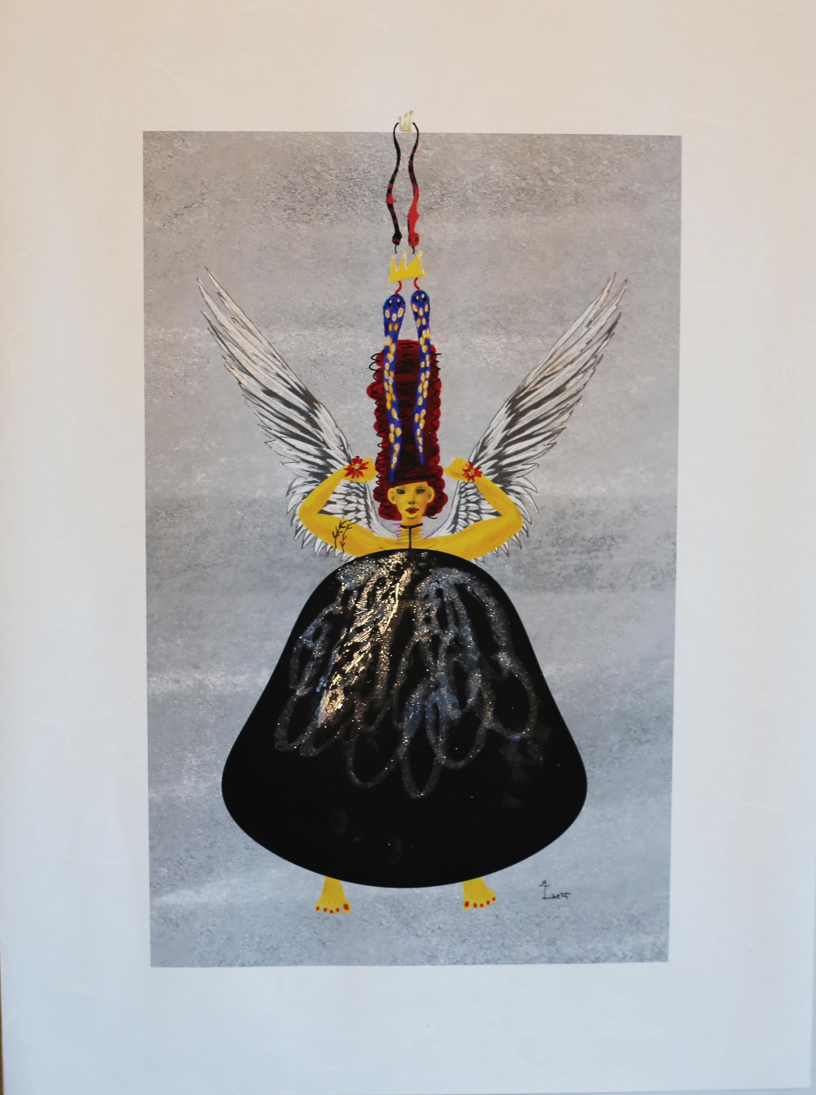 Arte contemporanea coreana di Kim Soo Young - Una regina alata con serpenti che si reggono in piedi