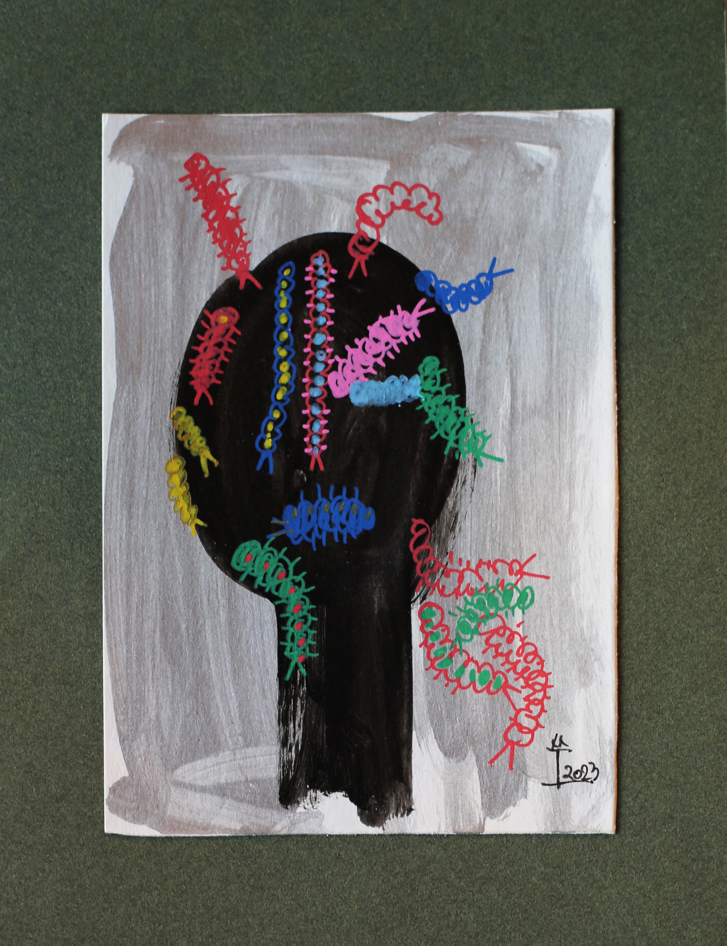 L'arte contemporanea coreana di Kim Soo Young -  Volto di donna con insetti in vendita 1