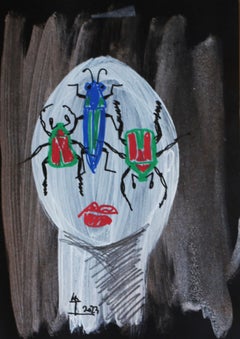 Korean Contemporary Art by Kim Soo Young -  Face of Women with Insects