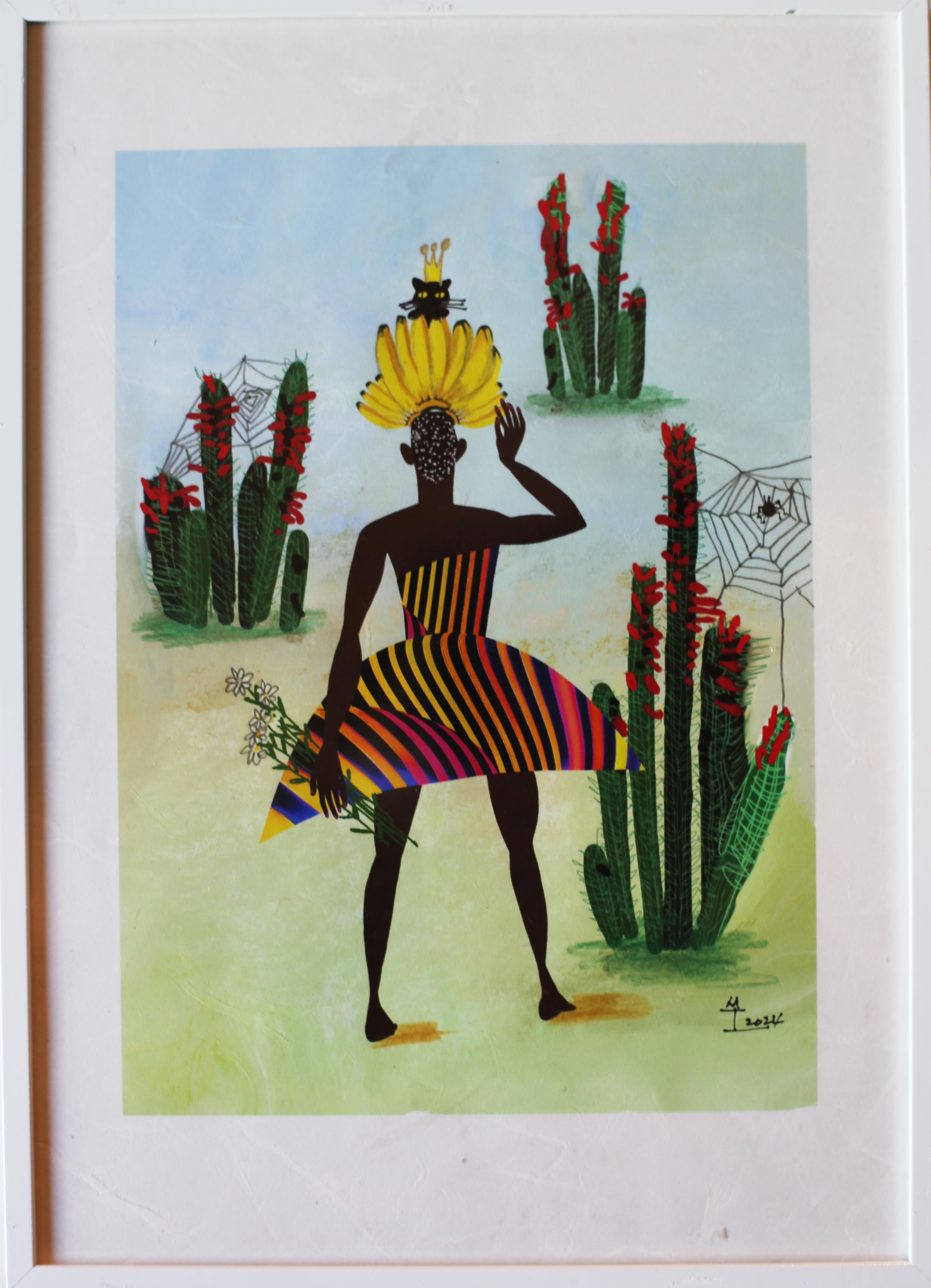 Koreanische Contemporary Art von Kim Soo Young -  Königin gekrönt in einer Banane und Schwarz im Angebot 1
