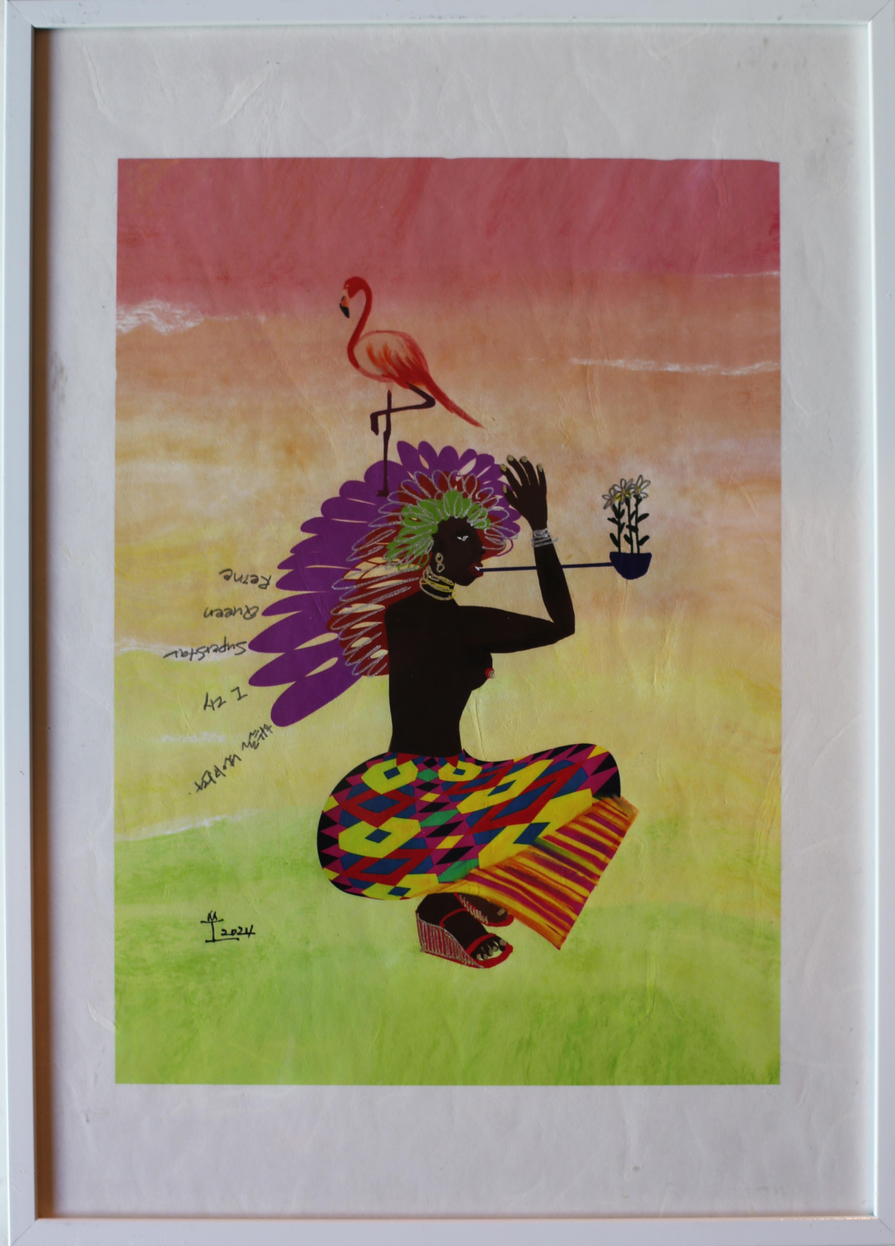 Korean Contemporary Art by Kim Soo Young - Queen Crowned in a Flamingo For Sale 1