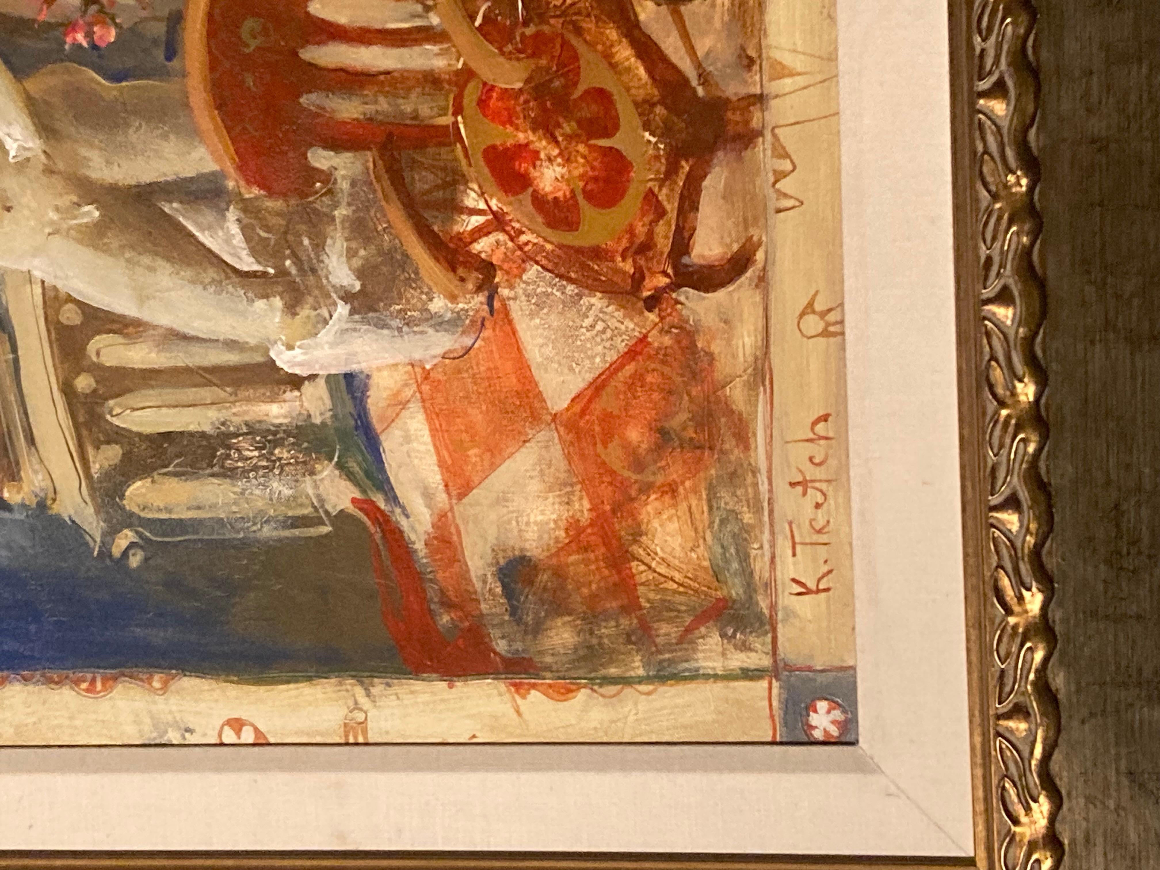 Kim Tkatch Ukrainisch Israelisch Original Ölgemälde Aufgeführt. In gutem Zustand Maße 40x39