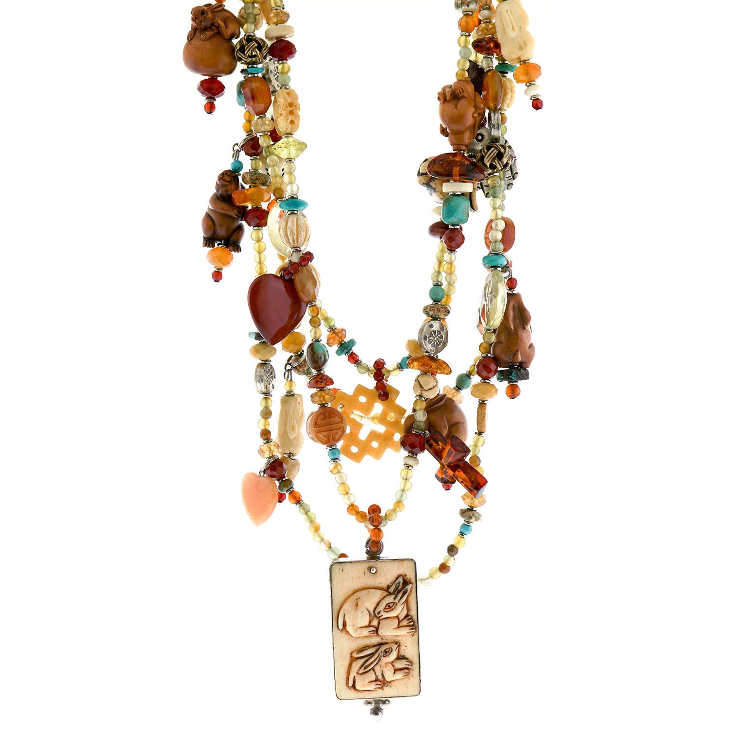 Cabochon Kim Yubeta Rabbit Necklace