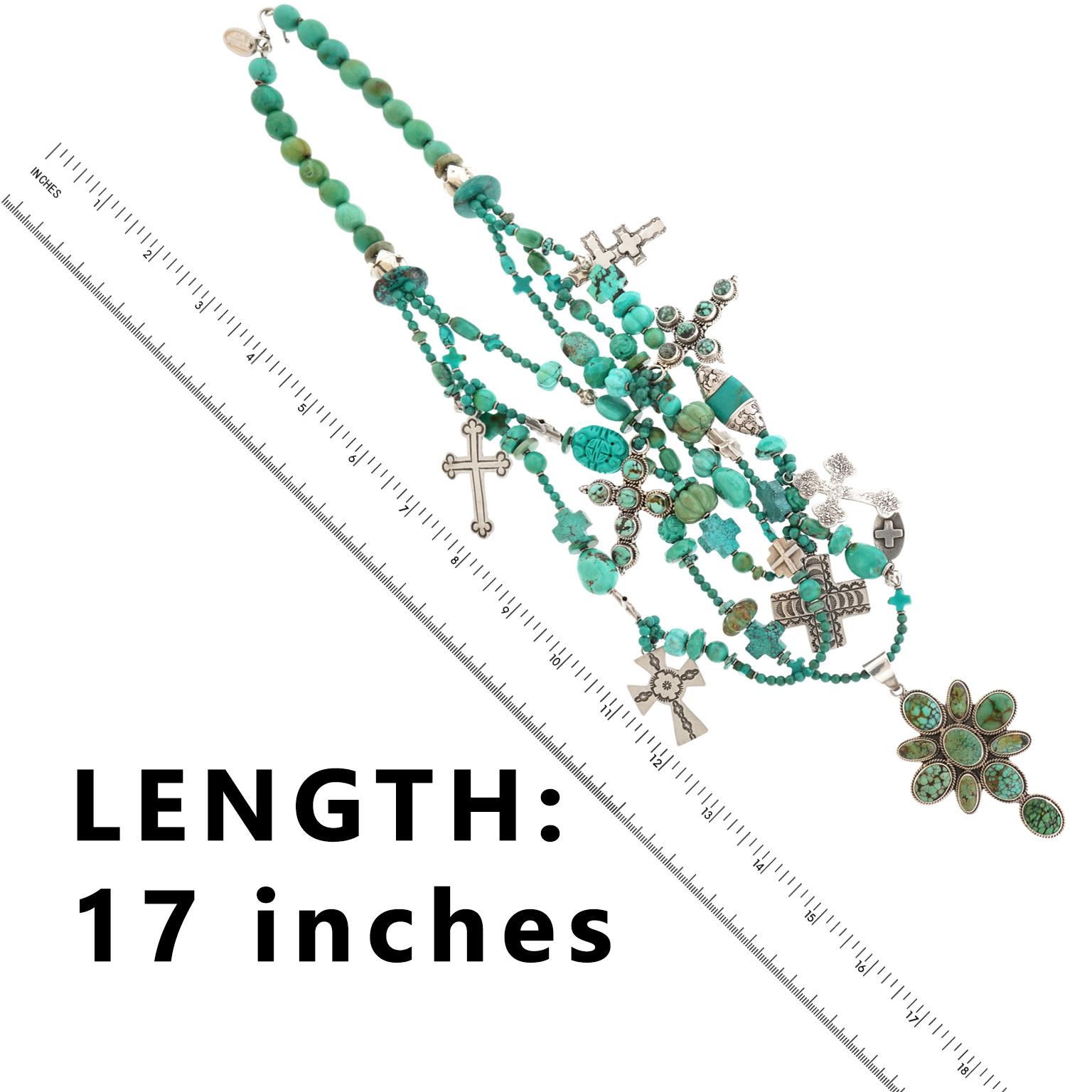 Native American Kim Yubeta Turquoise and Sterling Cross Necklace