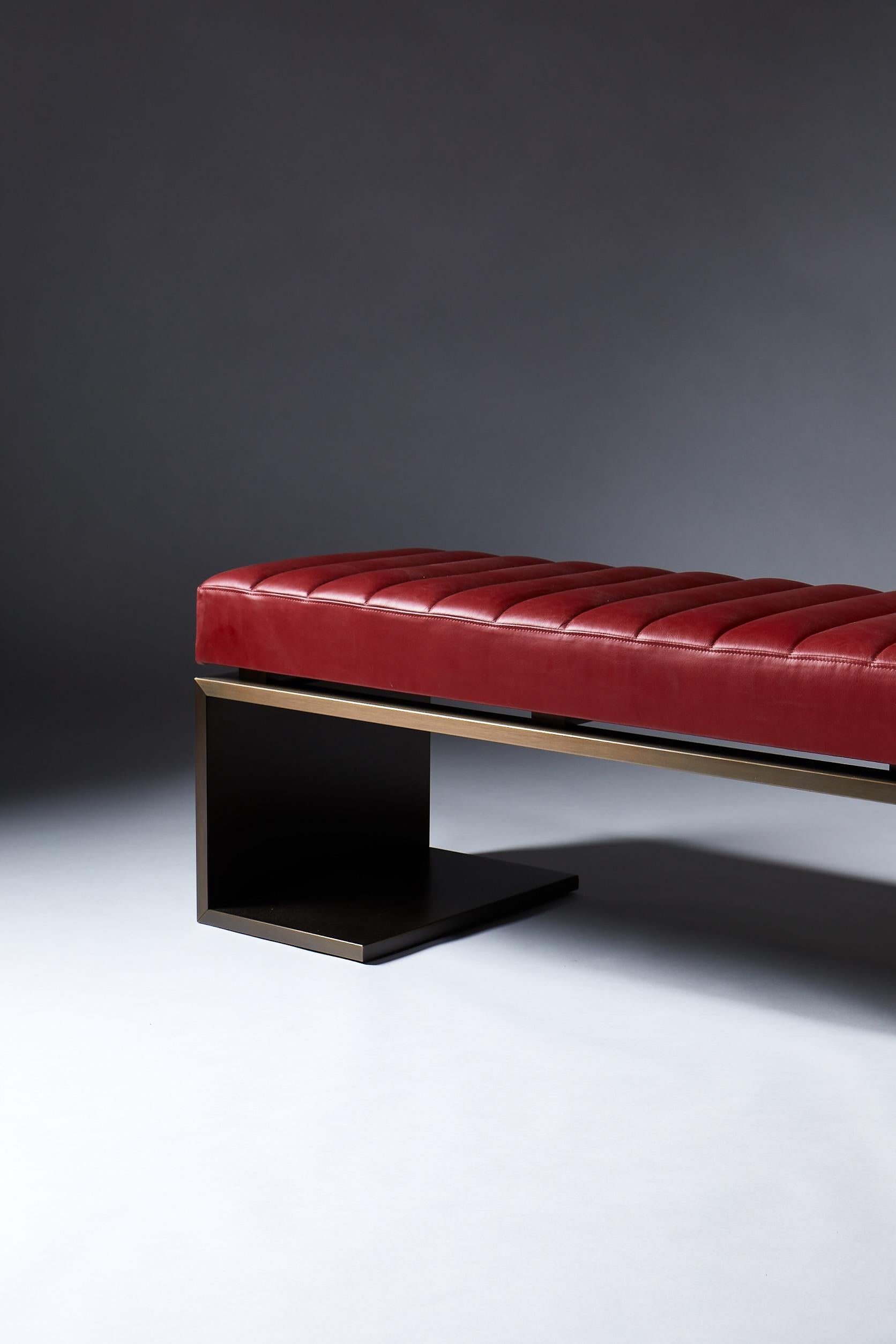 Contemporary Bronze & Leather Bench, KIMANI, by Reda Amalou Desgin, 2018 - Gallery Collection For Sale