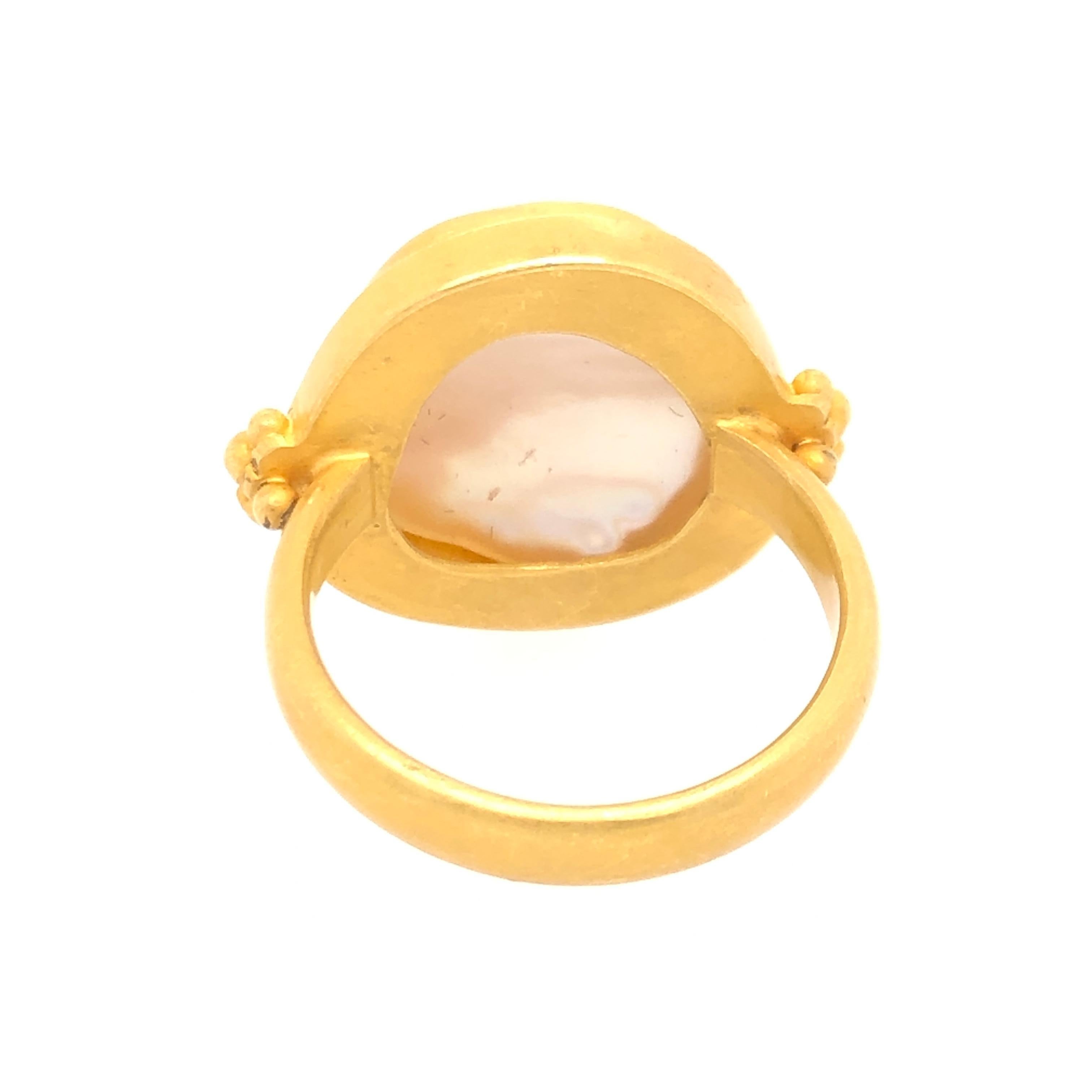 Kimarie Mabe Pearl Yellow Gold Ring In New Condition In Dallas, TX