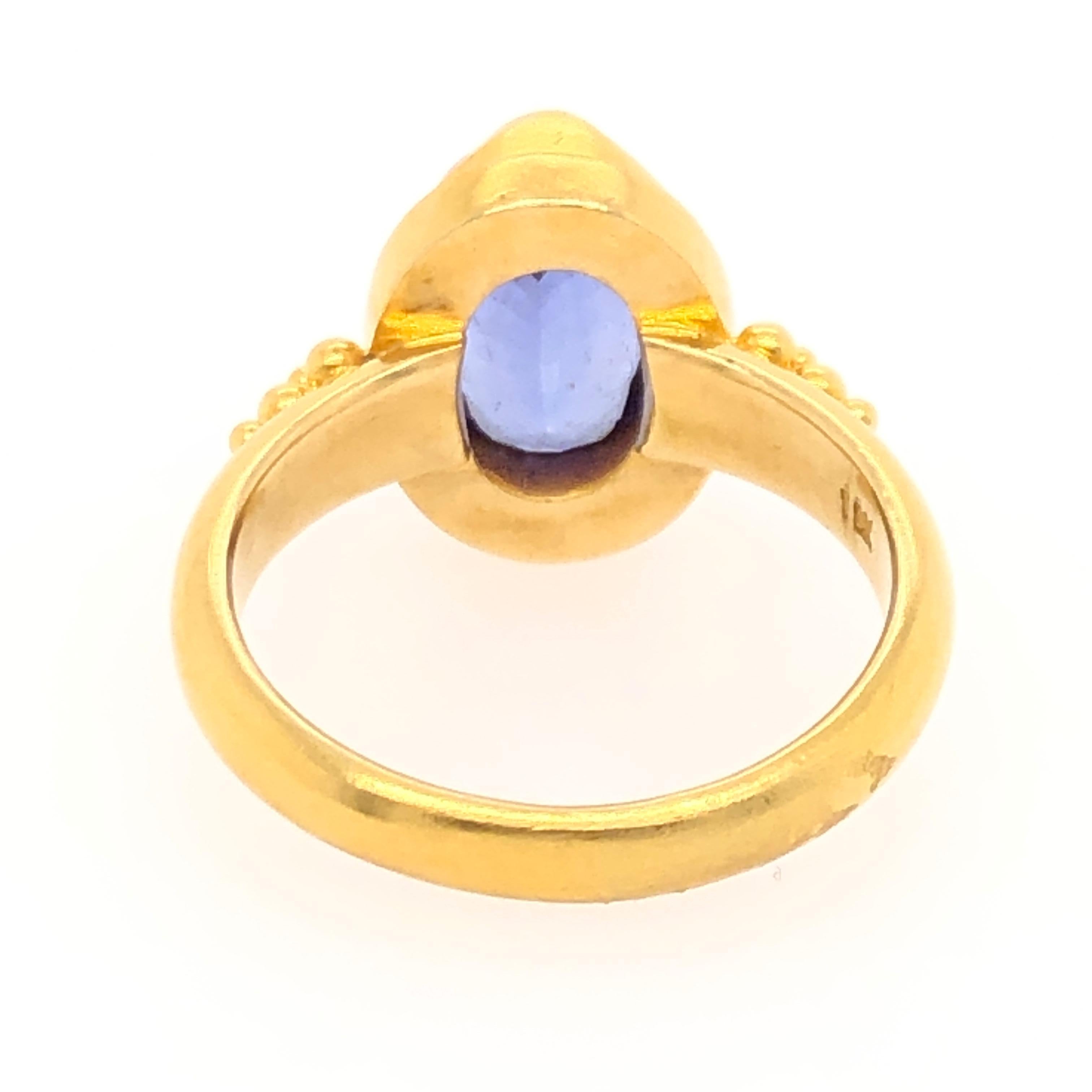 Oval Cut Kimarie Yellow Gold Tanzanite Ring