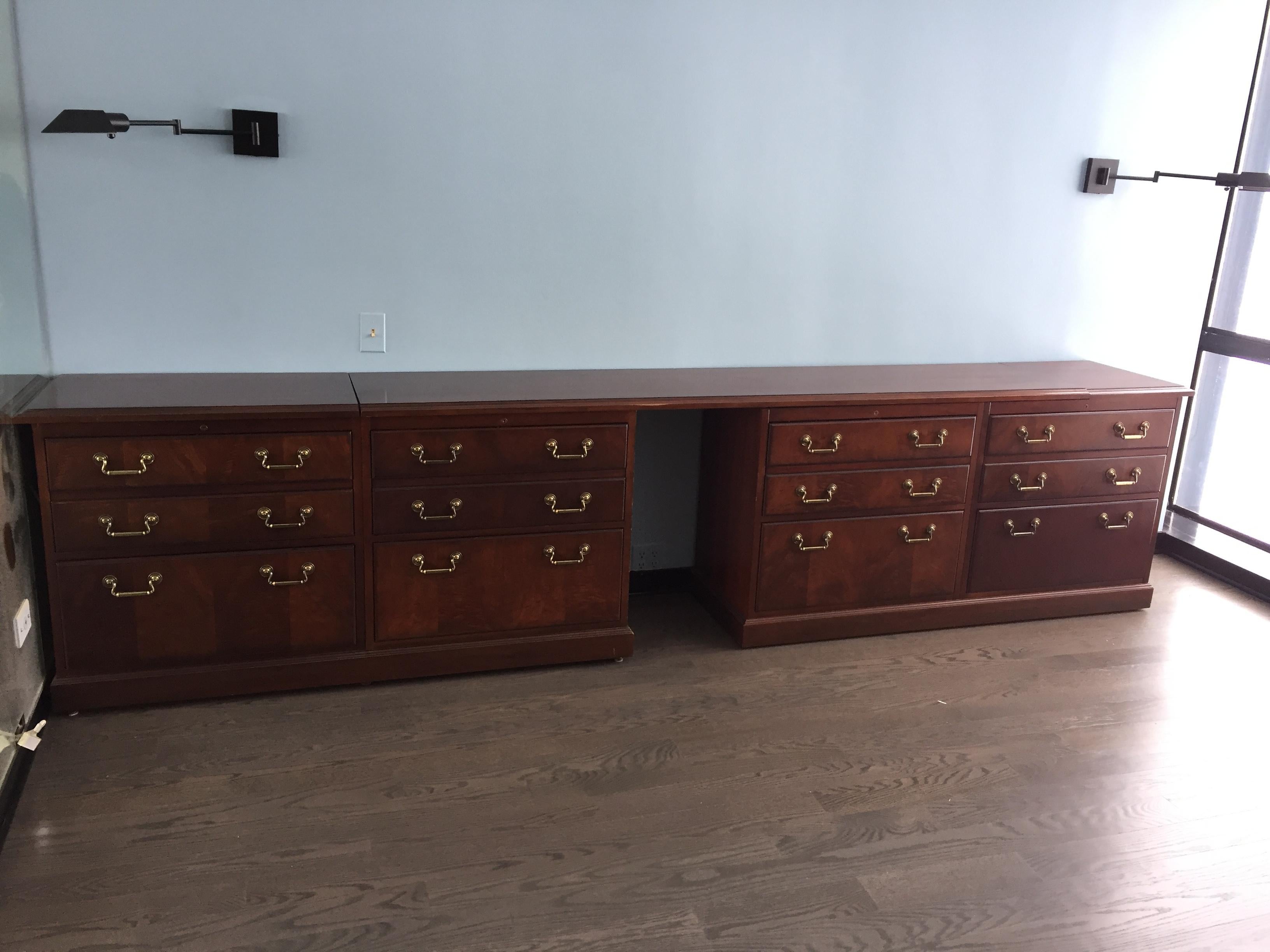 Kimball Chippendale Wood and Brass Credenza In Good Condition In Chicago, IL