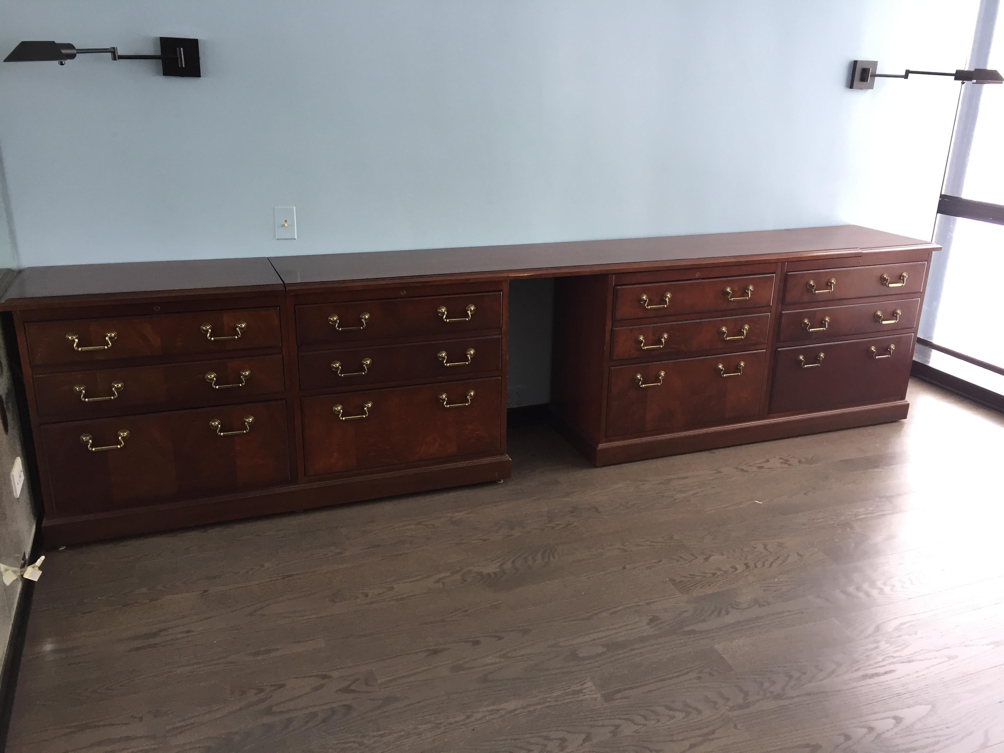 Late 20th Century Kimball Chippendale Wood and Brass Credenza