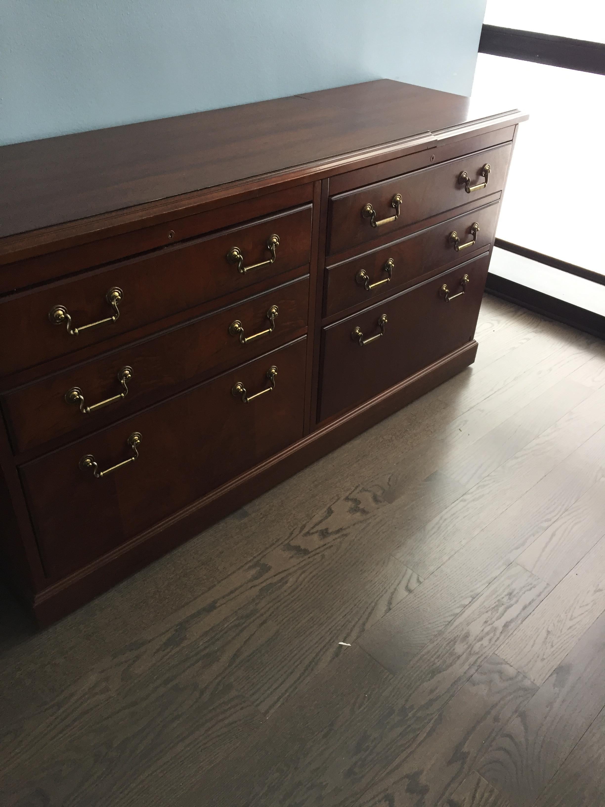 Kimball Chippendale Wood and Brass Credenza 1