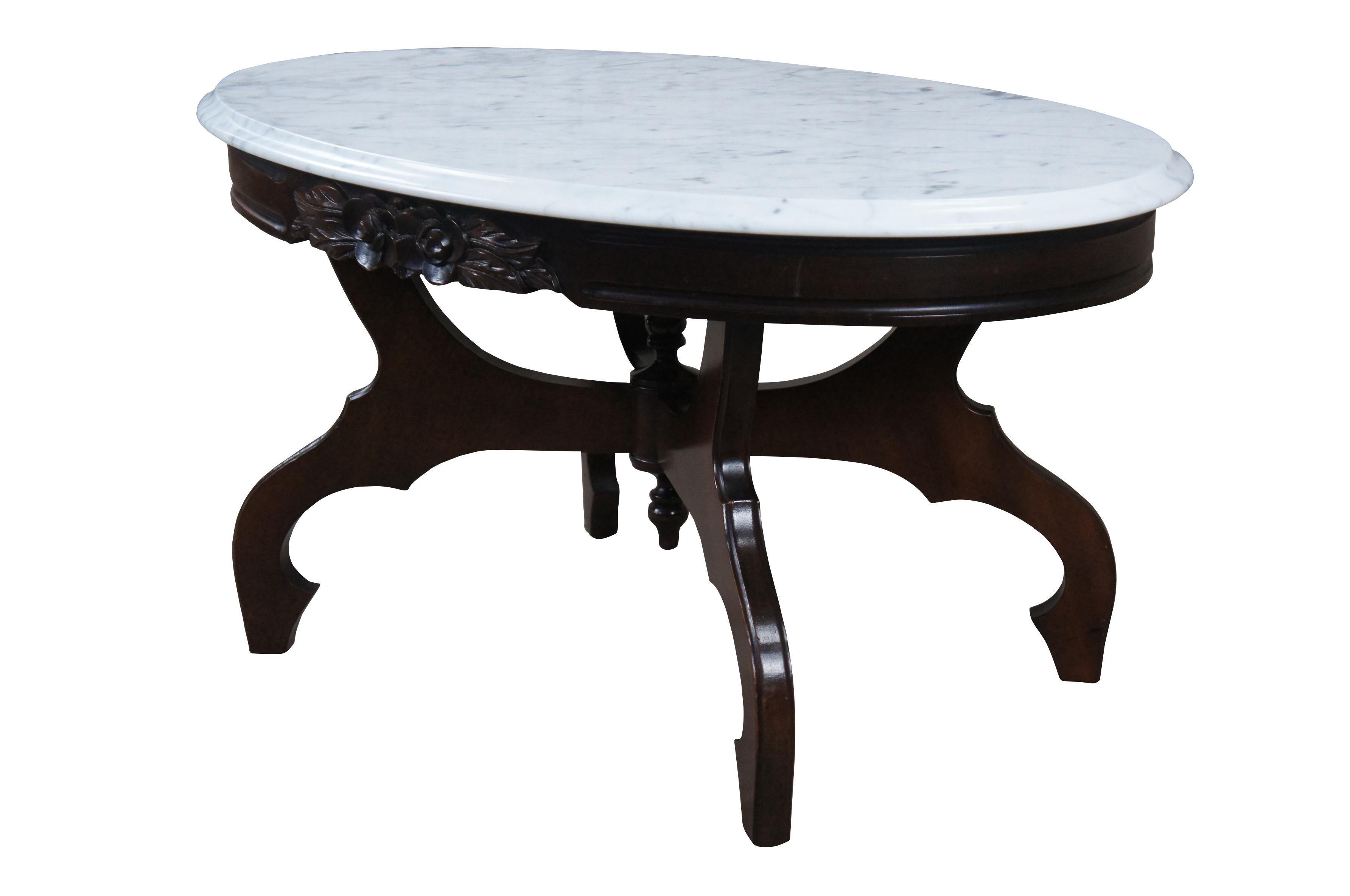 oval antique marble top coffee table