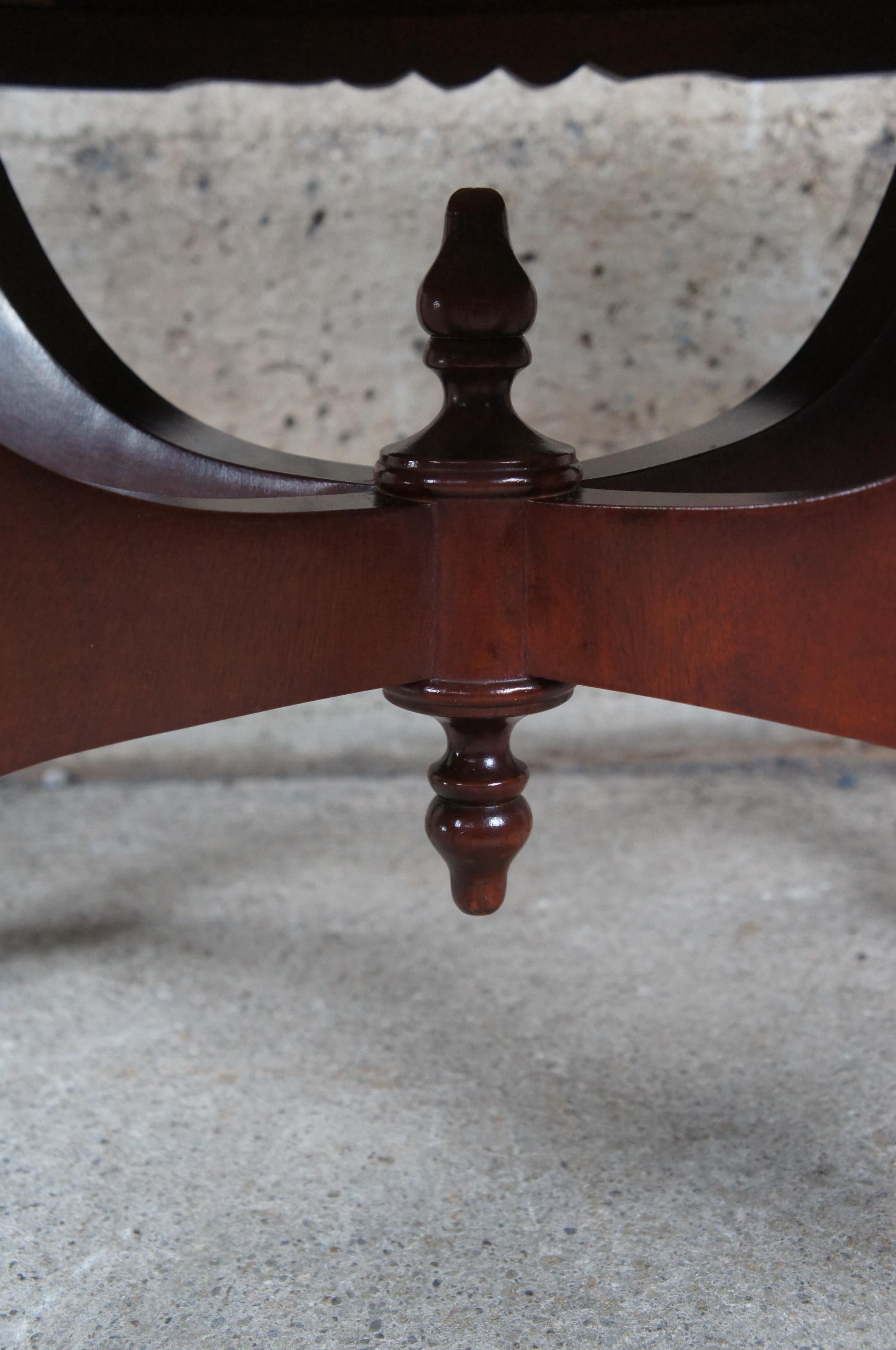 Kimball Victorian Revival Mahogany Carved Oval Italian Marble Coffee Table 2