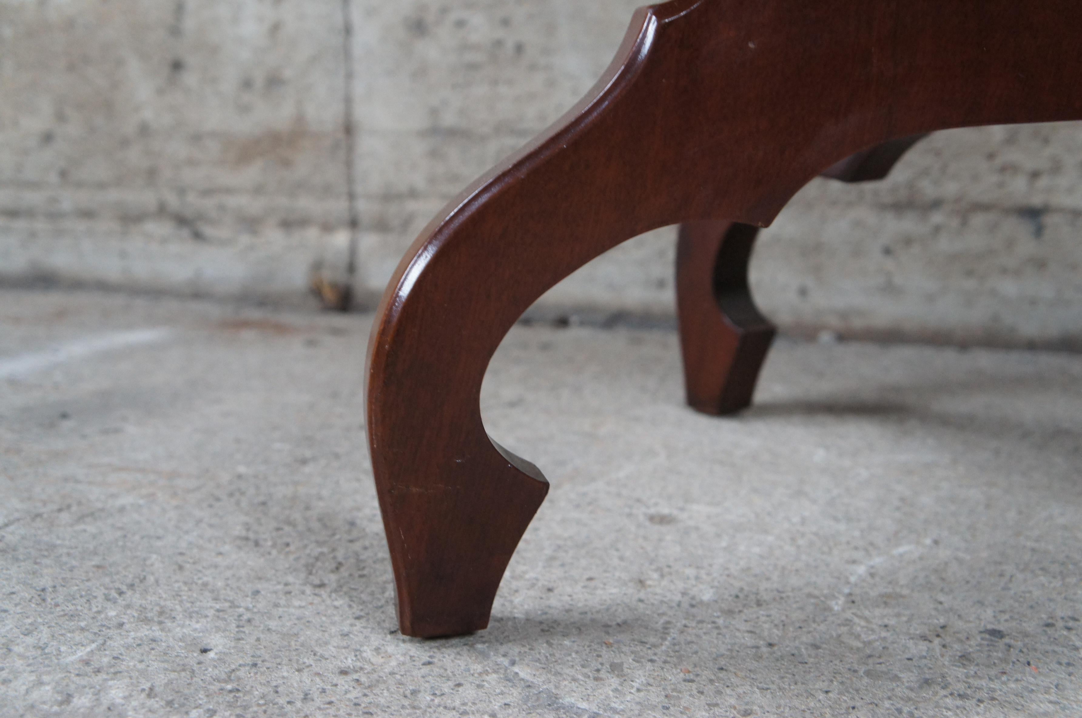 Kimball Victorian Revival Mahogany Carved Oval Italian Marble Coffee Table 3