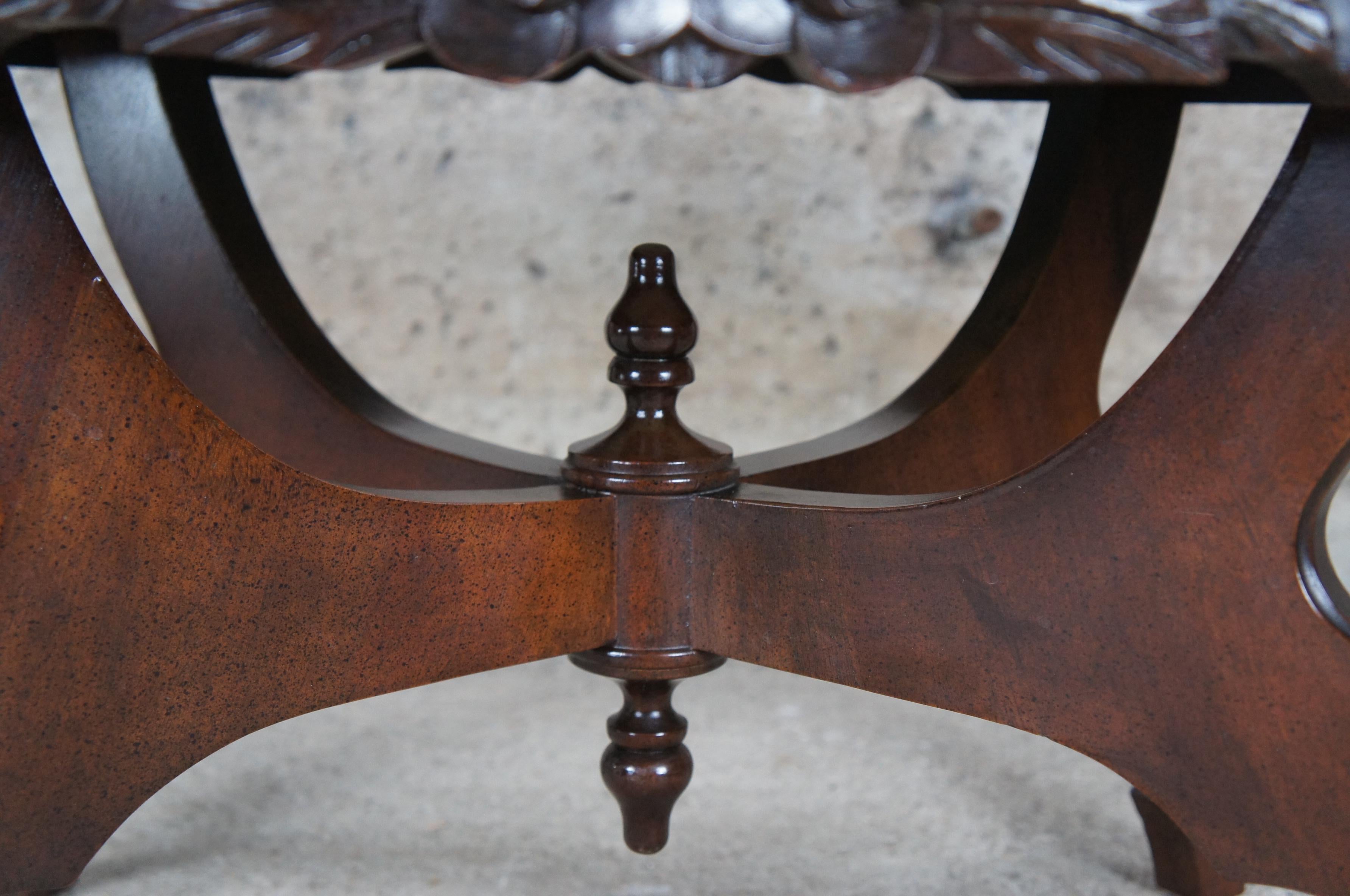 20th Century Kimball Victorian Revival Mahogany Carved Oval Italian Marble Coffee Table