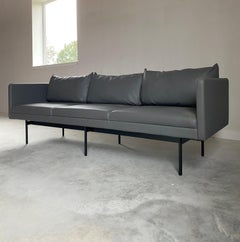 Kimball Whittaker Sofa, Faux Leather & Steel, Minimalist Design, USA