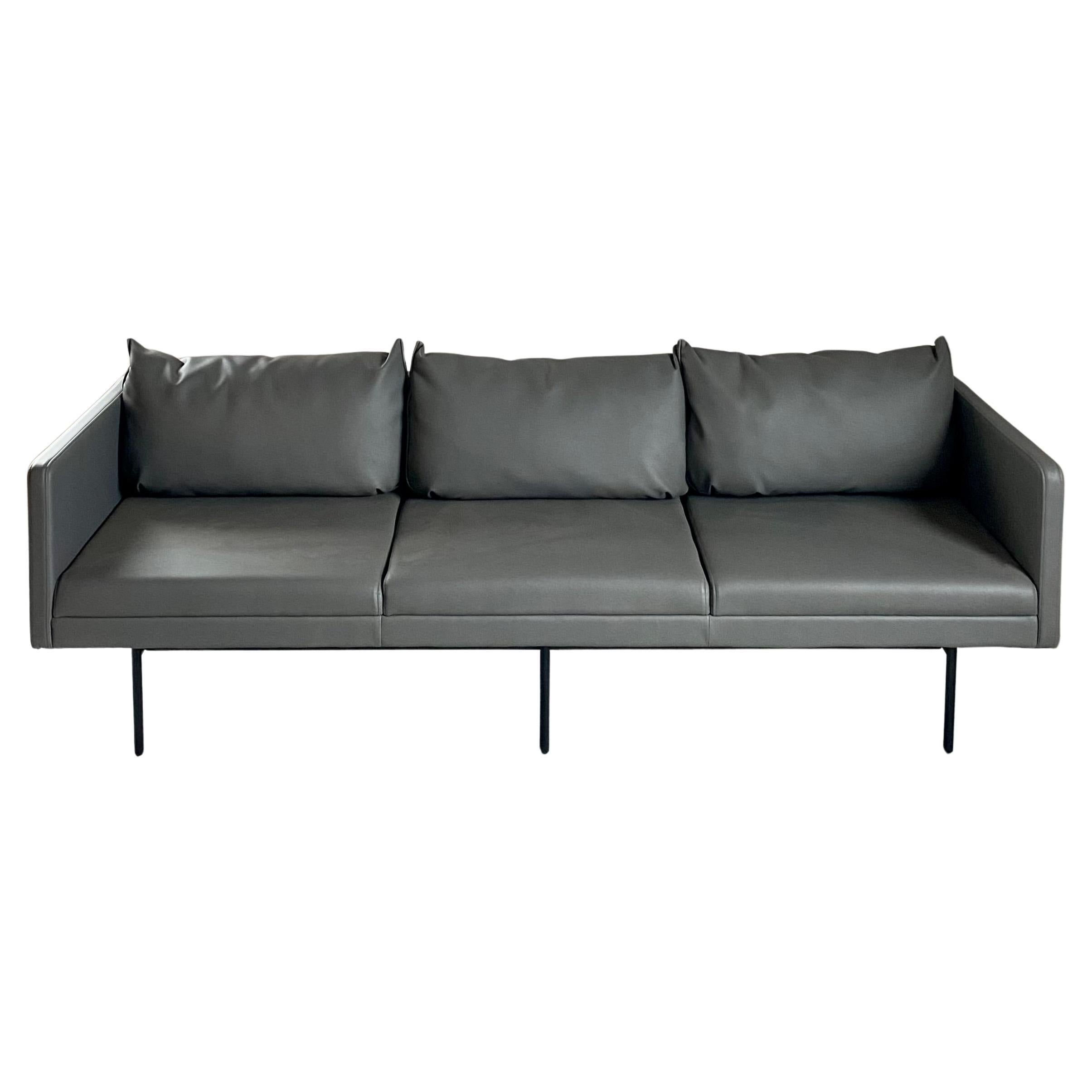 Kimball Whittaker Sofa, Faux Leather 
Steel, Minimalist Design, USA For Sale